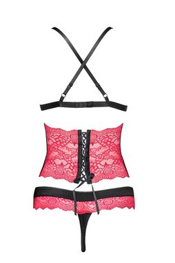 Livco Corsetti Fashion Set: Bügel-BH Dessous-Set Caris schwarz-rot BH Hüftgürtel String (Set)