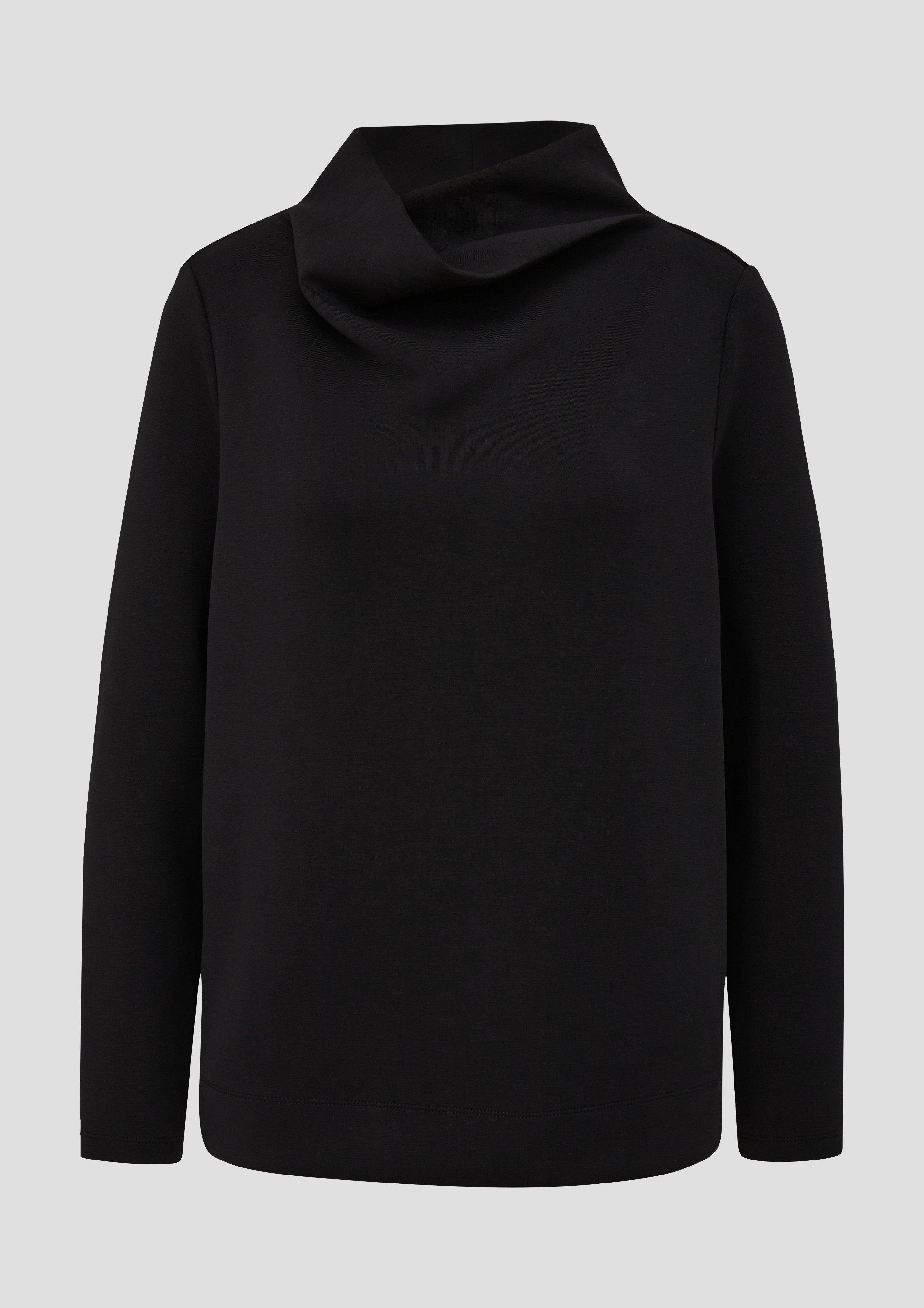 Scuba-Sweatshirt Kragen schwarz mit Sweatshirt s.Oliver drapiertem