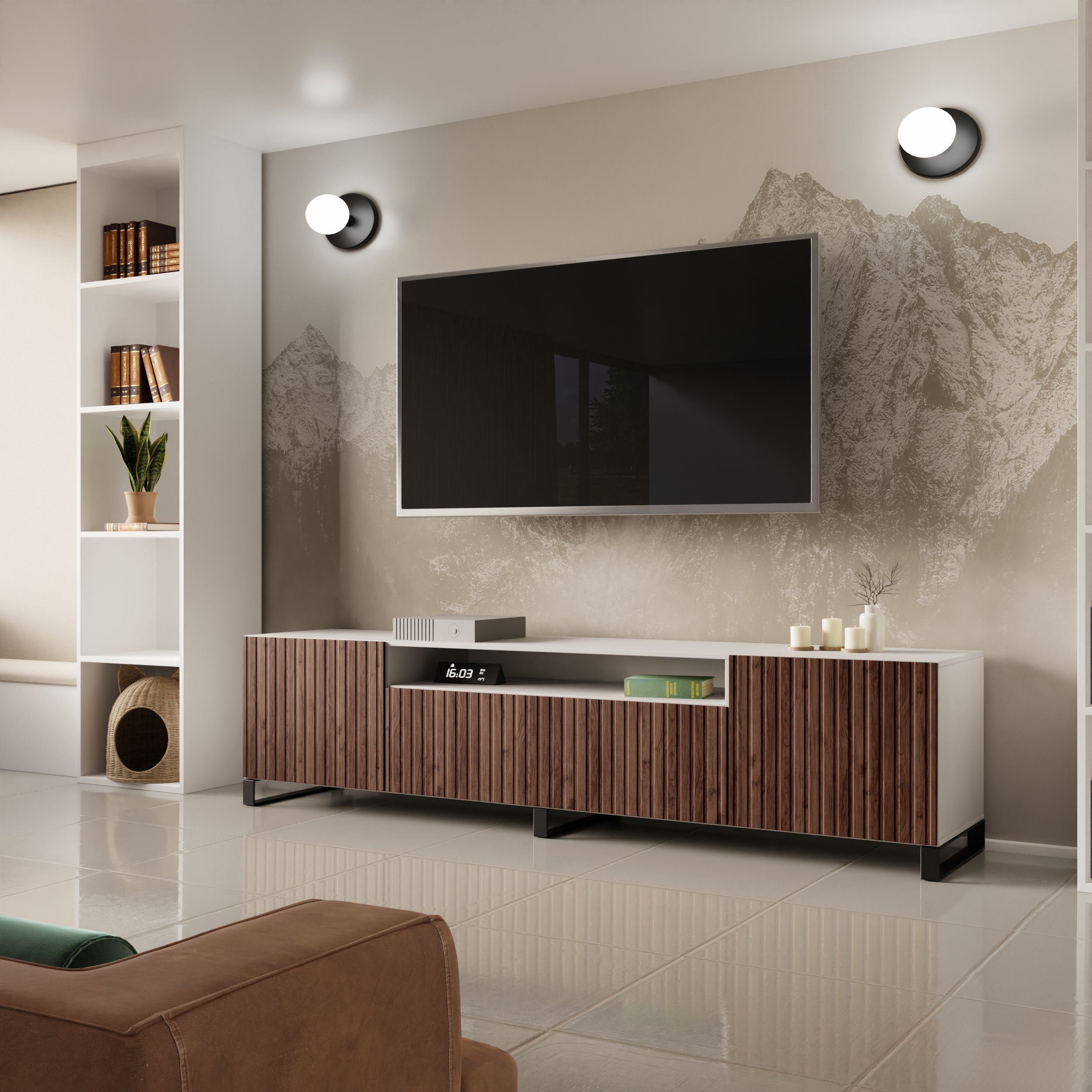 Beautysofa TV-Schrank Modernes RTV-Kabinett mit gefrästen günstig online kaufen