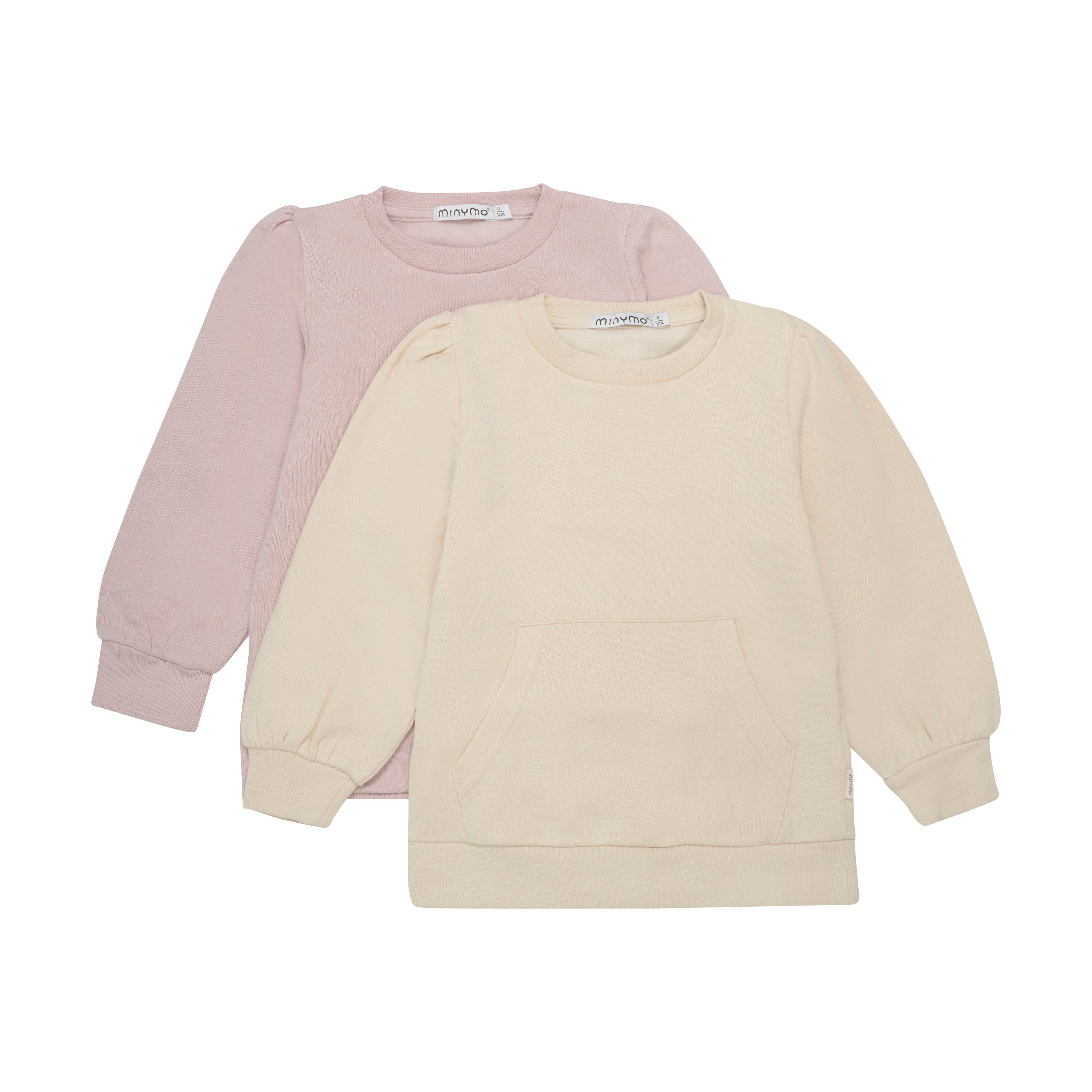 Minymo Rundhalspullover MISweat Shirt girl (2-pack) - 5899 Sweatshirt mit Kängurutasche Violet Ice (530) | Rundhalspullover