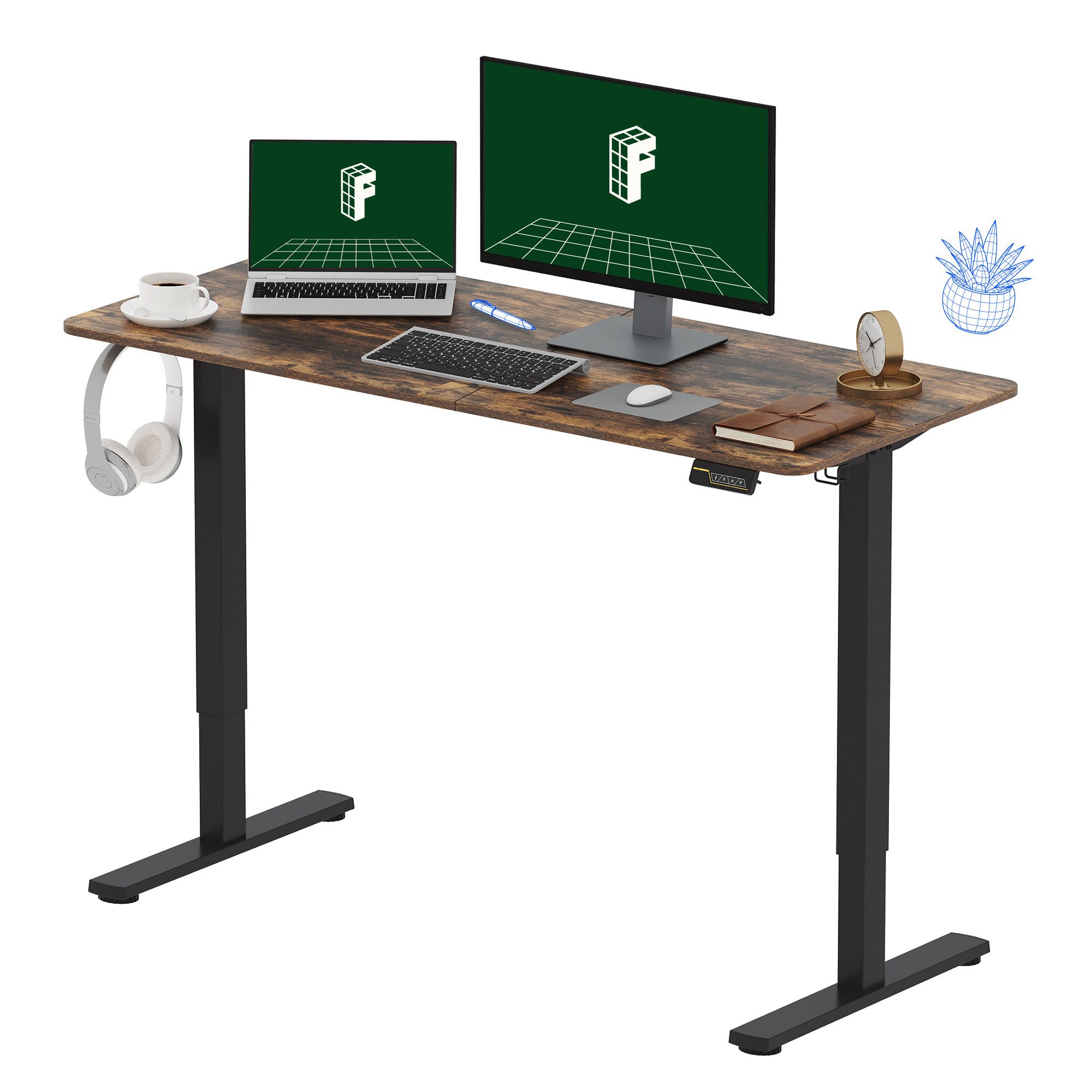 FLEXISPOT Schreibtisch Elektrisch höhenverstellbarer Schreibtisch, Sitz-Steh-Tisch (Ergonomischer Steh-Sitz Computertisch mit Memory-Funktion), 120/140/160/180/200 cm