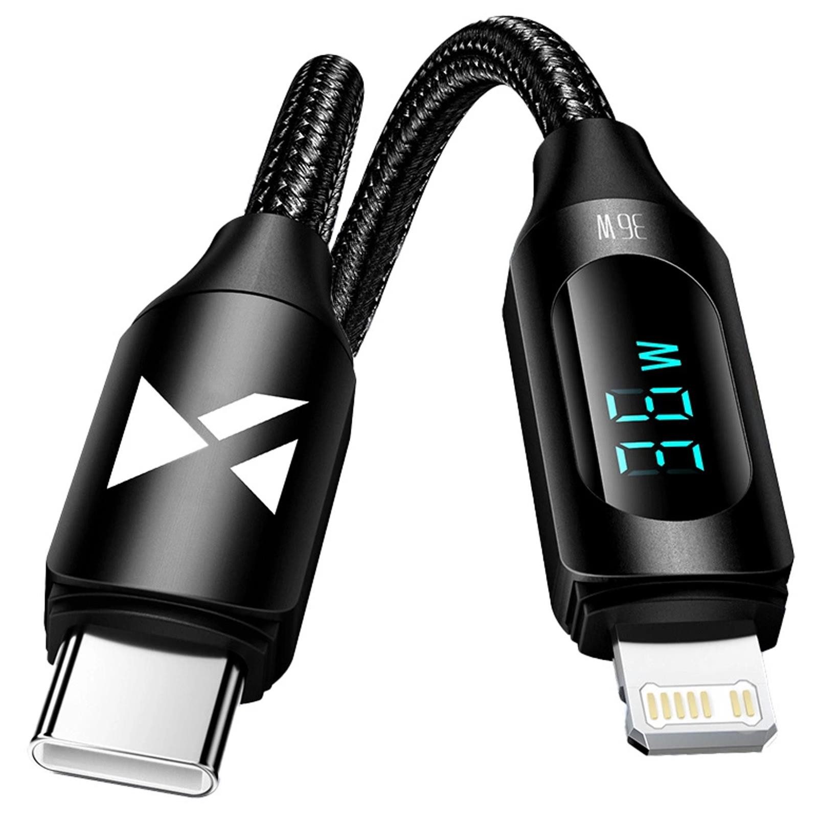 Wozinsky Wozinsky WUCLC1 USB Schnell Lade Kabel Smartphone-Kabel, Lightning, USB-C (100 cm), für iPhone iPad Daten Display USB Typ C Lightning Anschluss kurz 1m