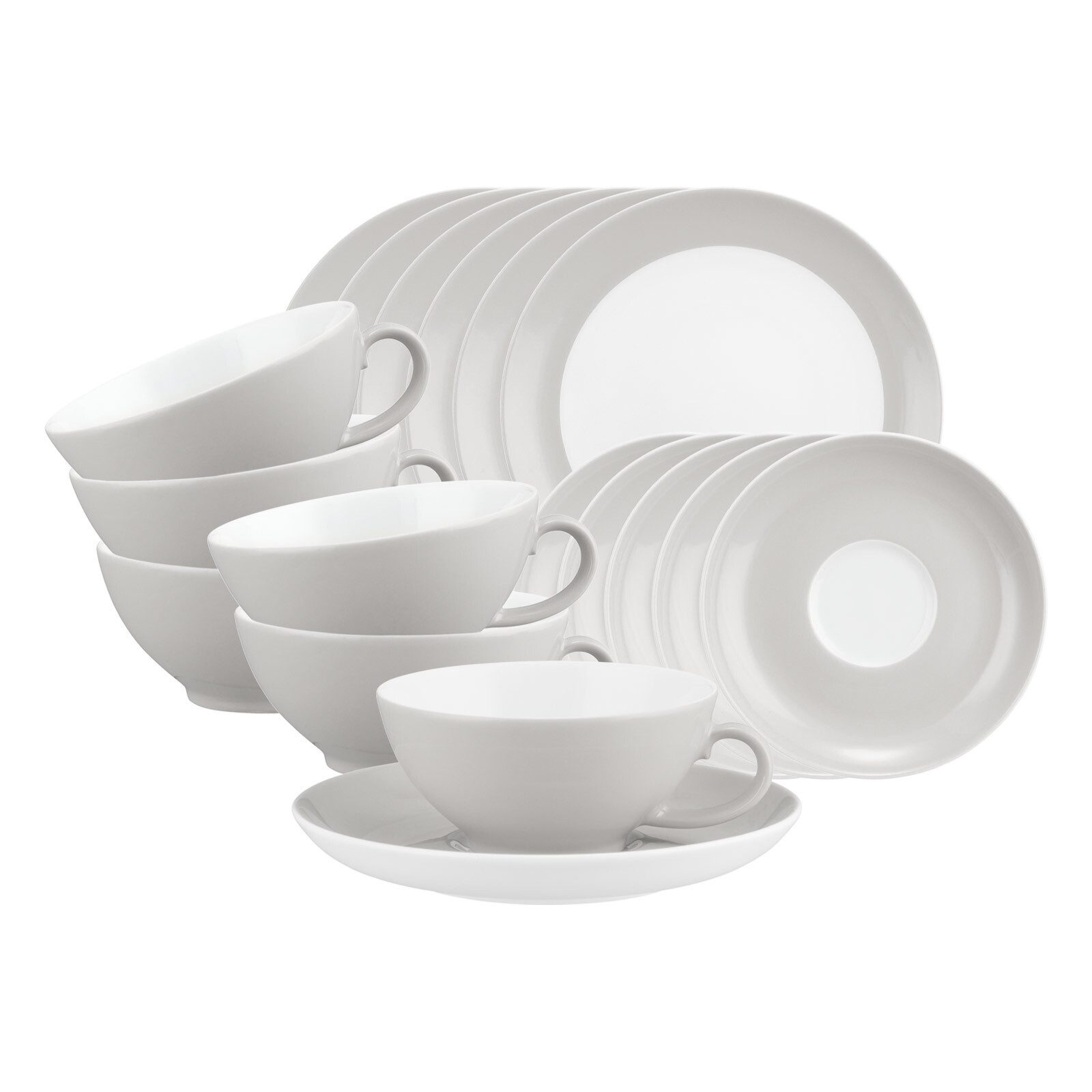 Seltmann Weiden Teeservice Liberty Pure Colors Teeservice 18er Set (18-tlg), 6 Personen, Porzellan