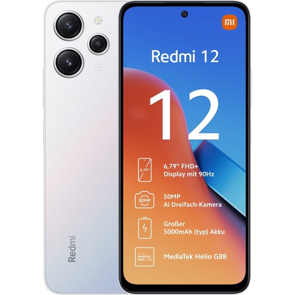 Xiaomi Redmi 12 256 GB / 8 GB - Smartphone - polar silver Smartphone (6 ...