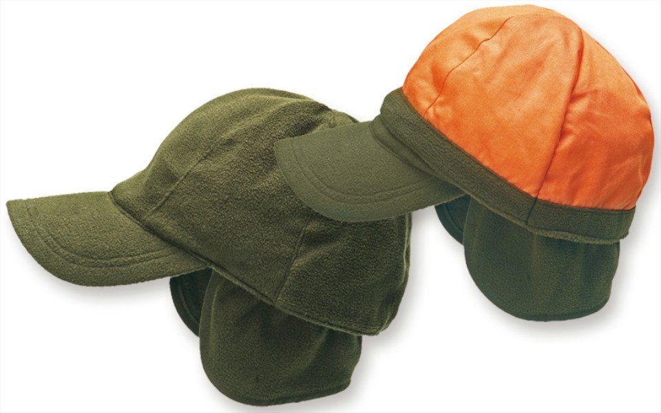 Elutex Baseball Cap Wendecap "Windsor" Fleece oliv orange mit Ohrenklappen Jagdkappe aus