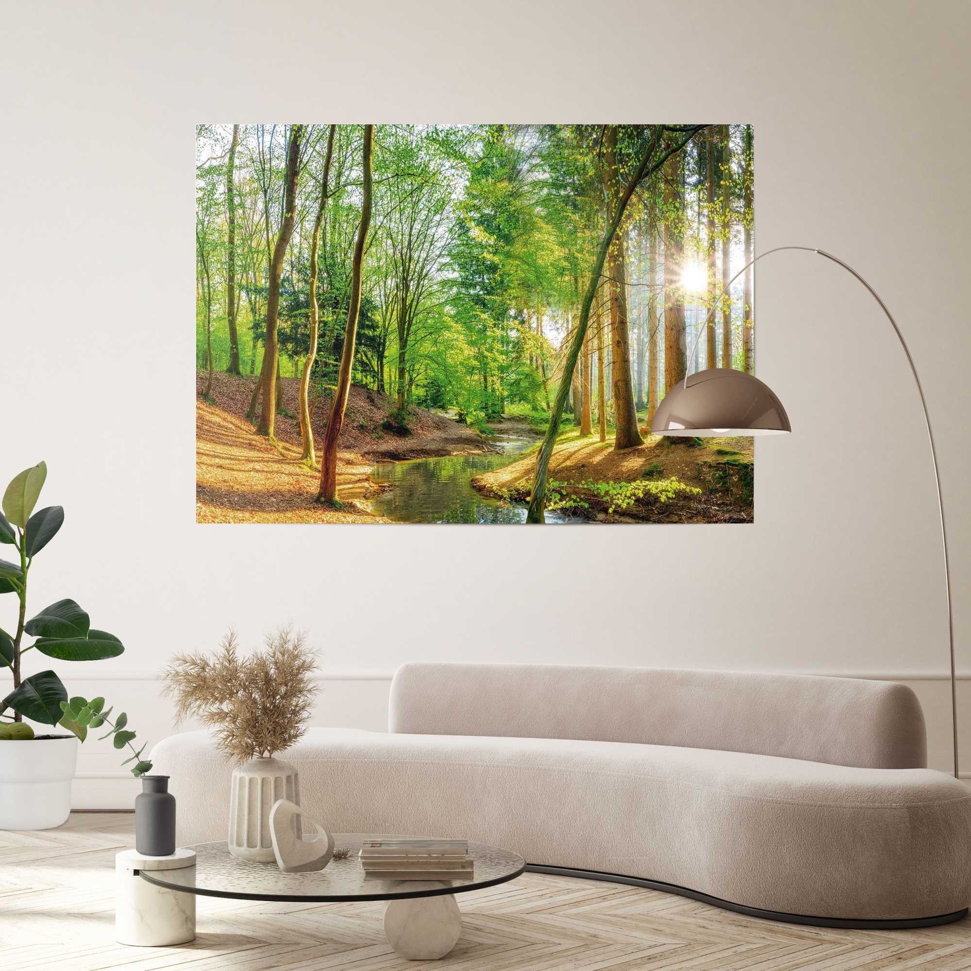 Reinders! Poster Wald in der Sonne, Bäume (1 St), Wohnzimmer - Grün - Papier - Wald - 140x100 cm