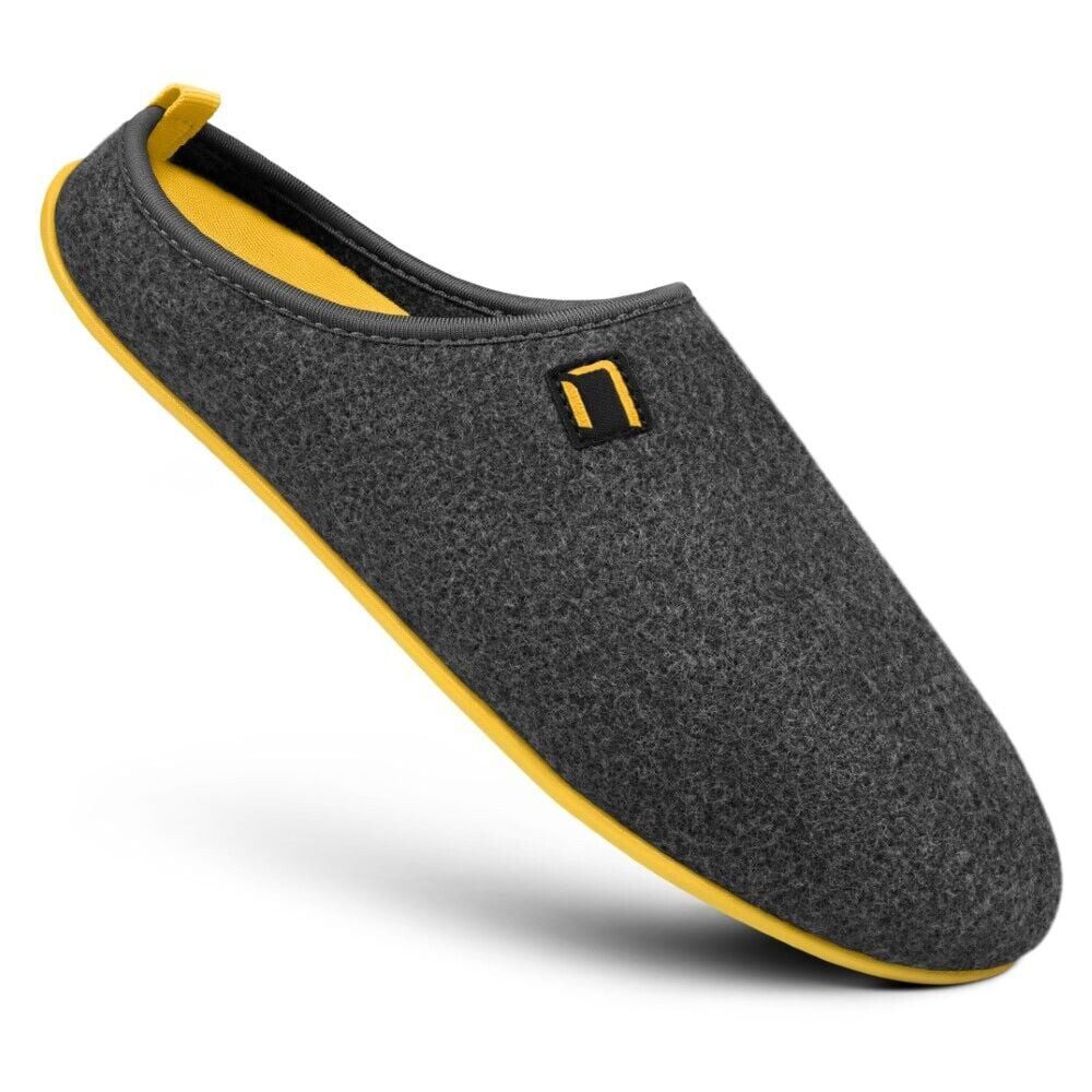 NANGA Pantoffel Wool Slipper - 100% Schurwolle - grau/gelb (Größe 43-46) Hausschuh