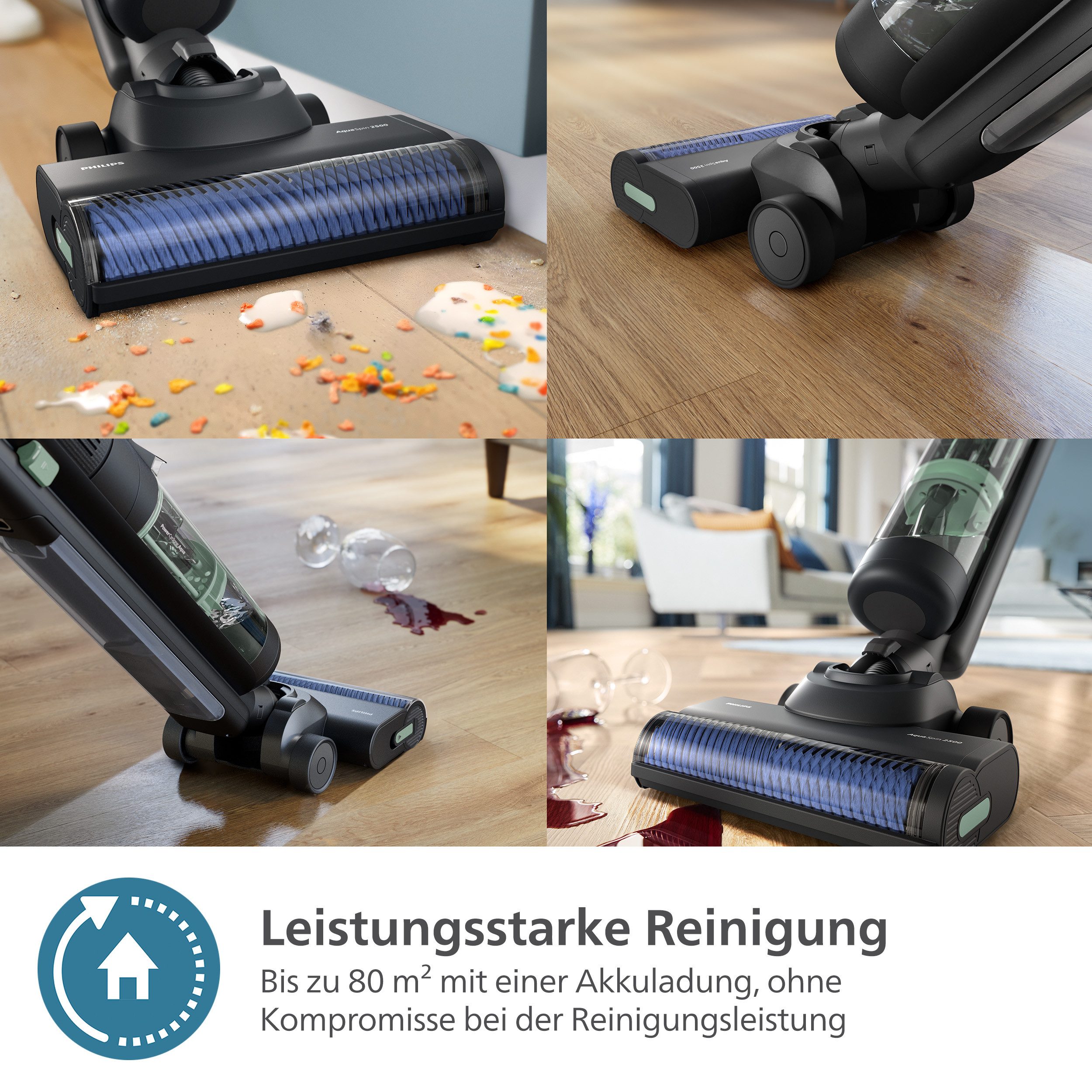 Philips Nass-Trocken-Sauger AquaTrio Cordless 7000 Series XW7263/11, 48,6 W, 3-in-1-Reinigungslösung, mit automatischem Reinigungssystem
