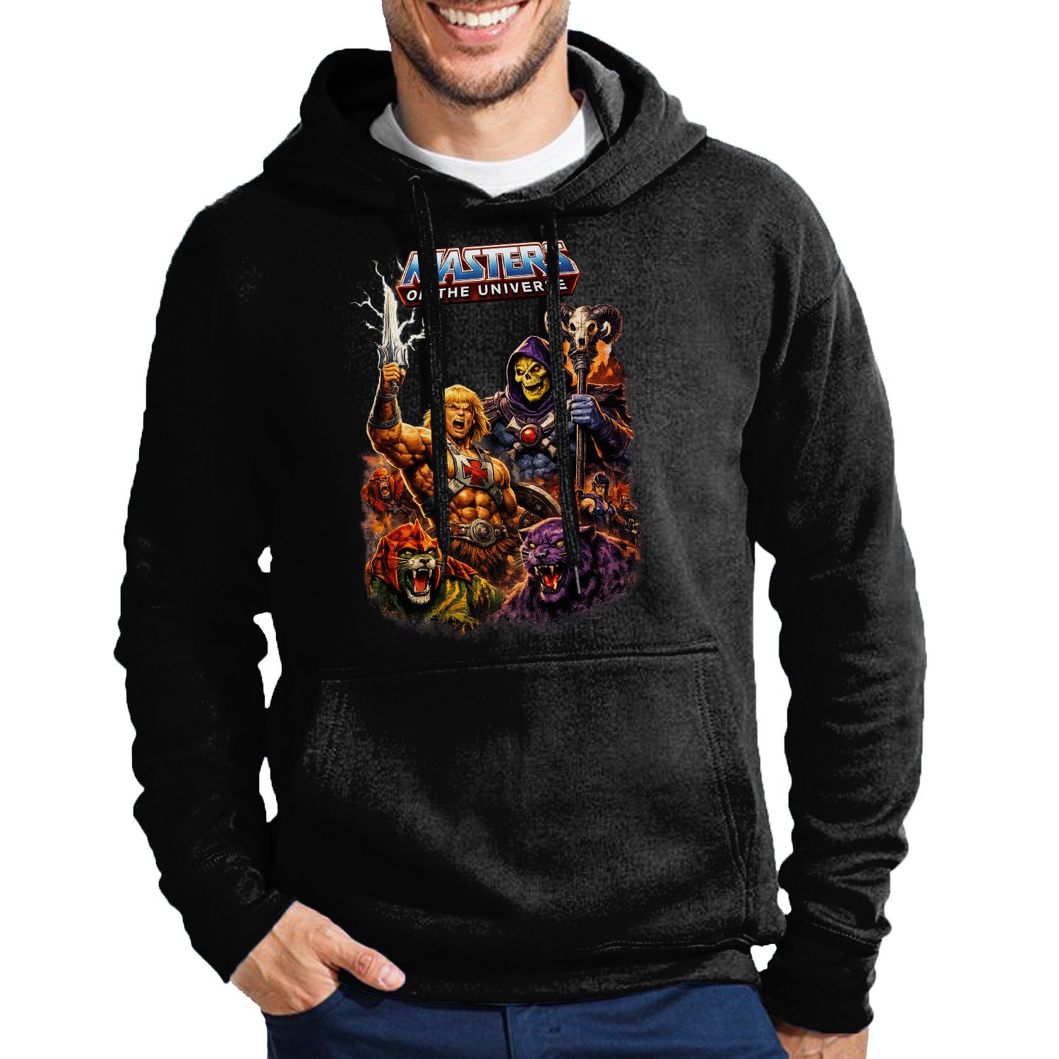Blondie & Brownie Hoodie Masters of the Universe He Man Retro Hoodie Herren Motiv Rundhals EterniaLegends Kapuzenpullover Classic
