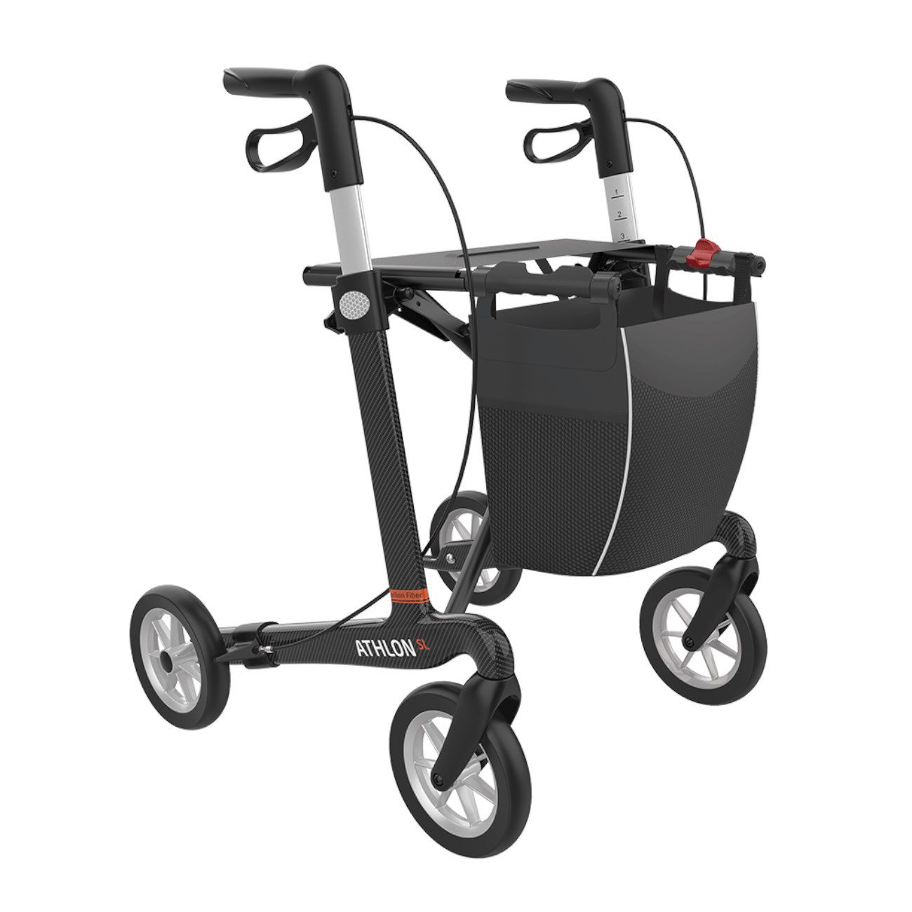 Rehasense Rollator Rehasense Athlon SL Carbon Rollator, Gr.L, PUR Softräder, Schwarz