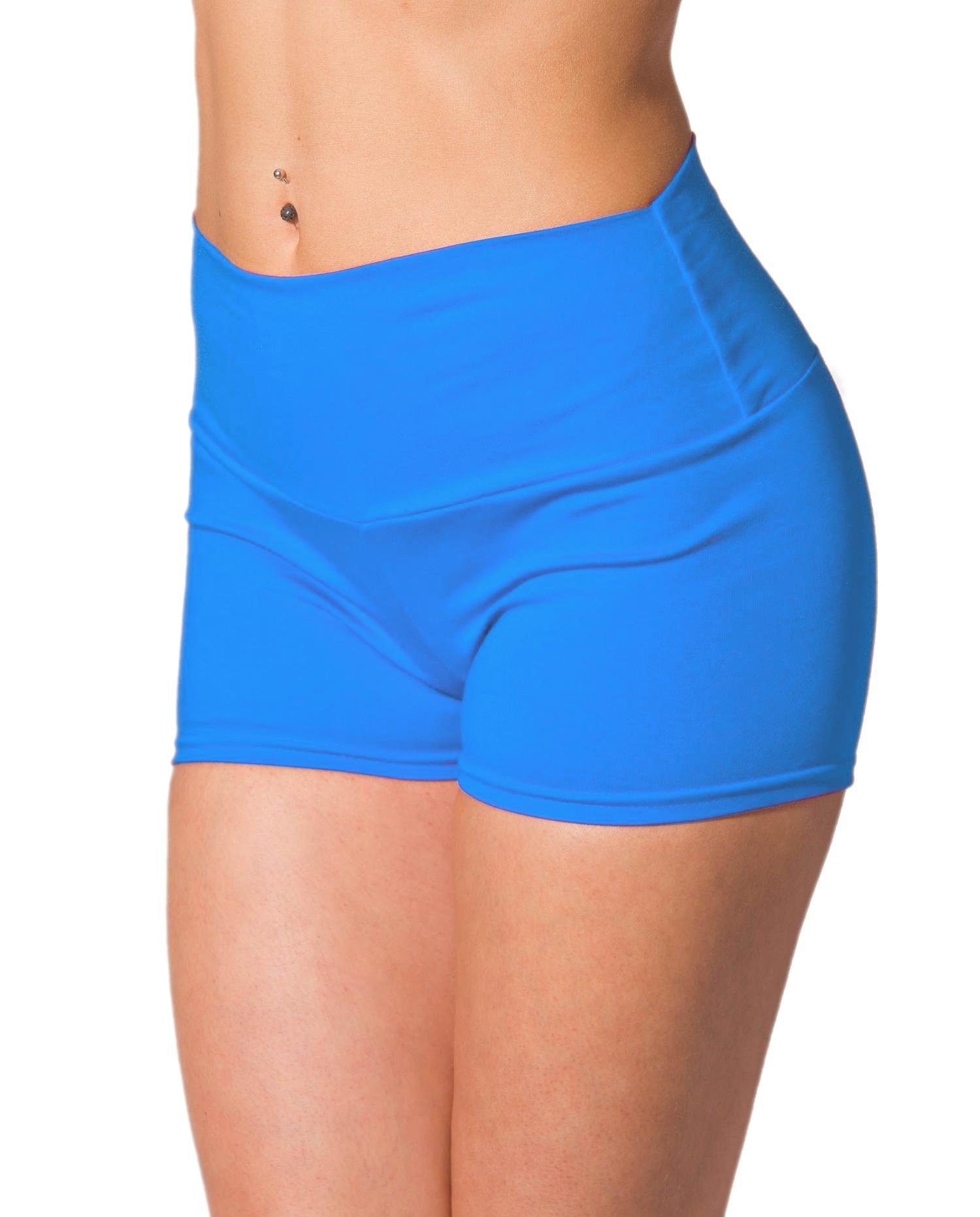Alkato Yogashorts Alkato Damen Shorts mit Hohem Bund Hotpants Radlerhose Long Shorts Blau | Shorts