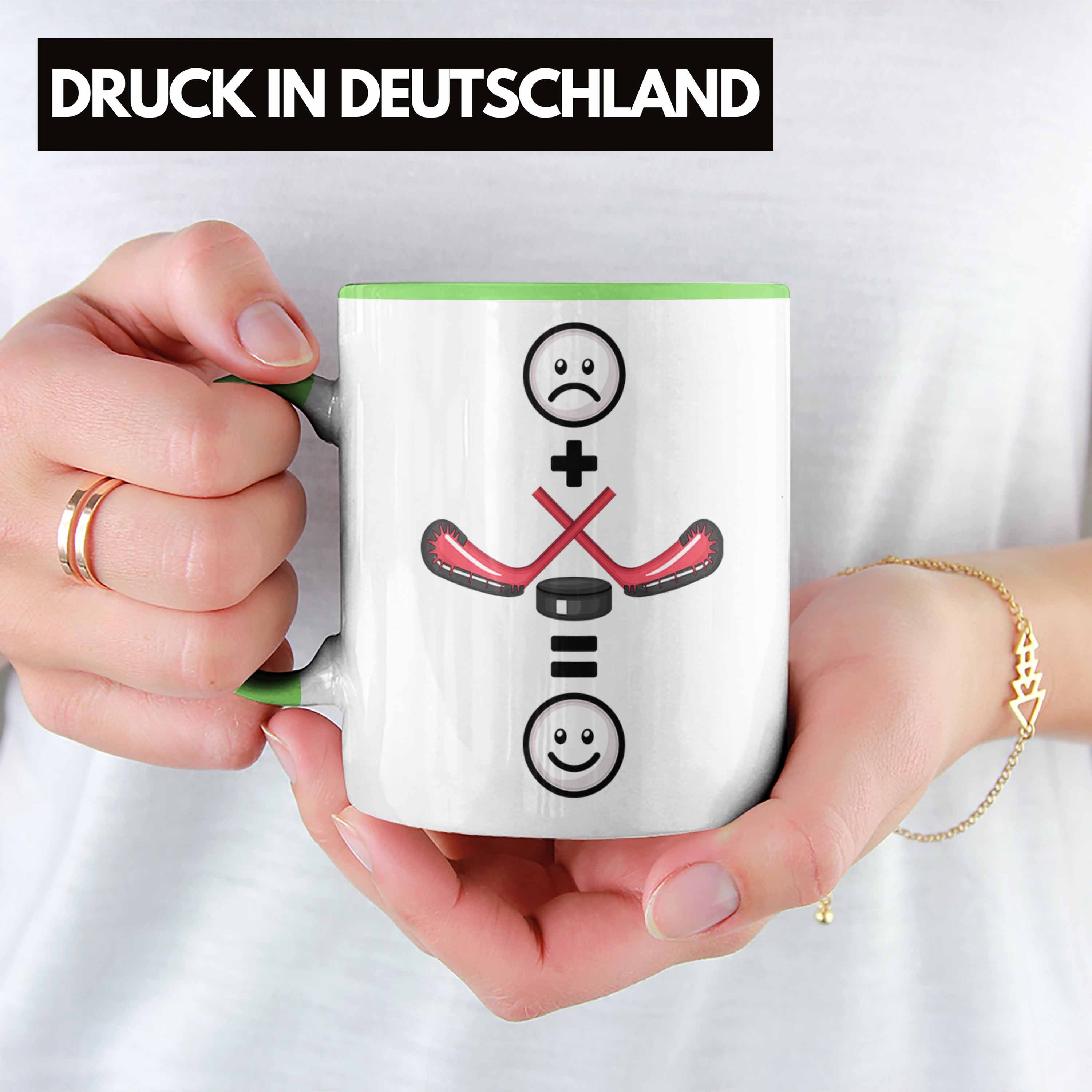 Trendation Tasse Geschenk Grün für Ice Hockey :(Eishockey) Tasse Hockey Spieler Ice