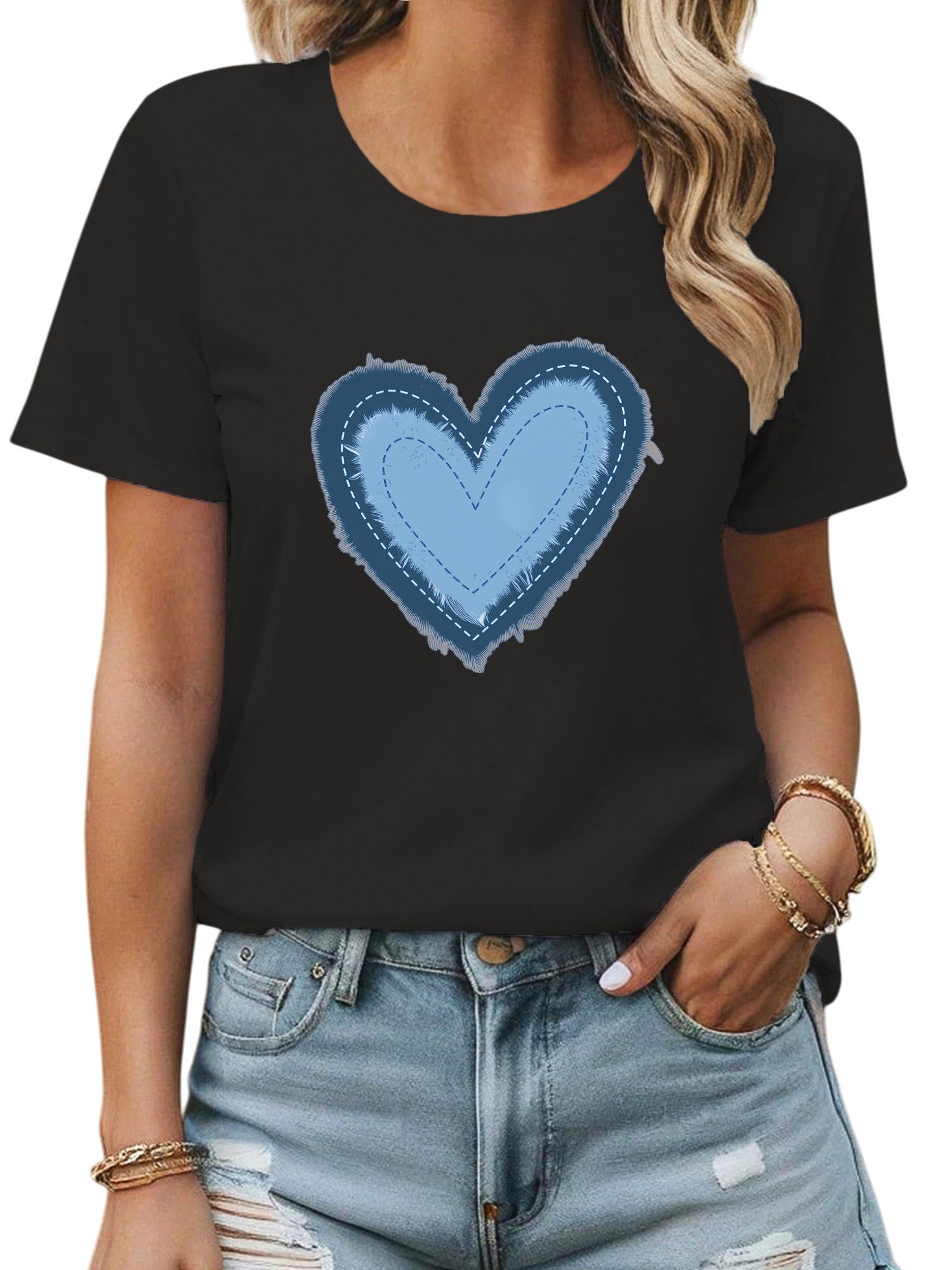 PYL T-Shirt Damen Sommer Casual Bequemes günstig online kaufen