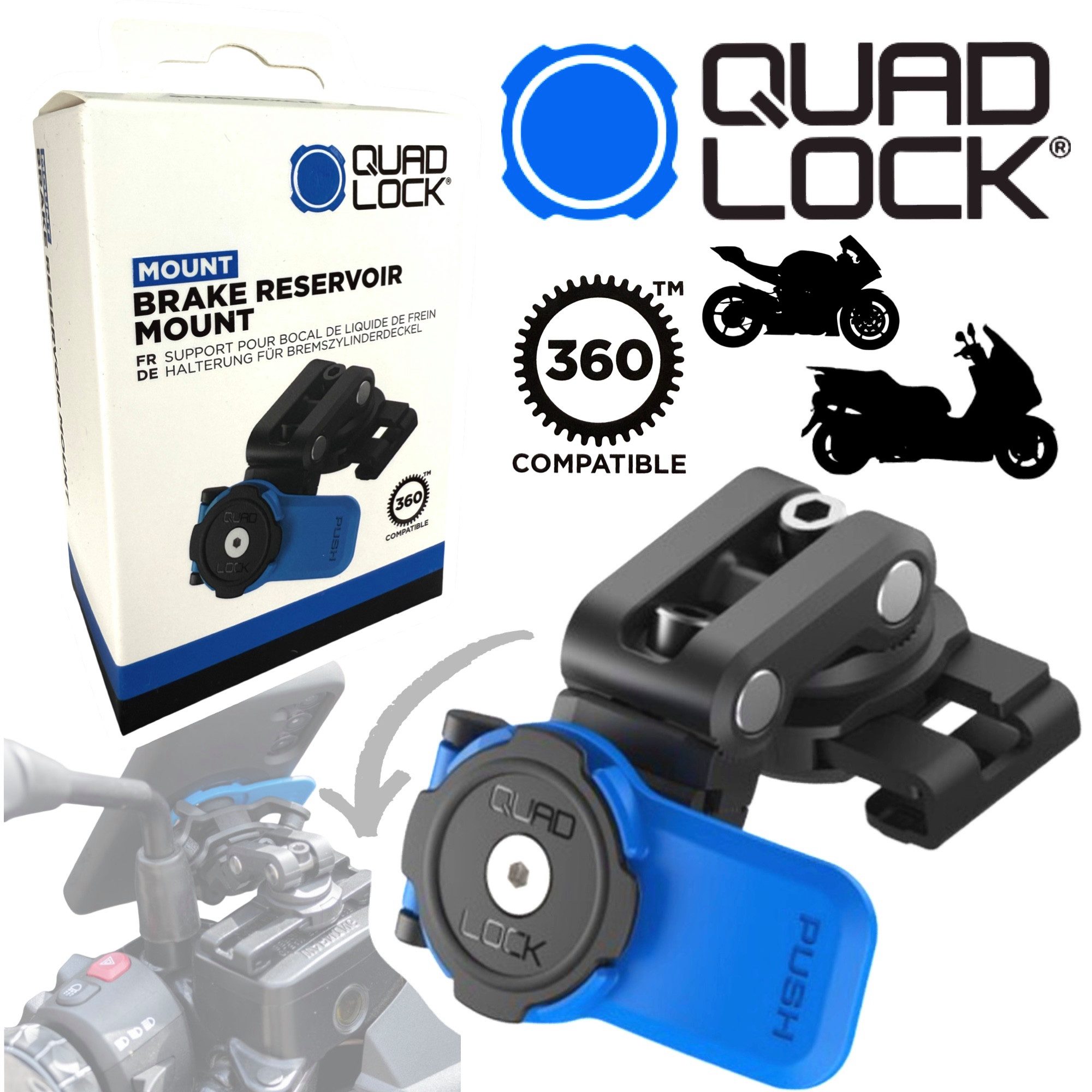 Quad Lock Handy-Halterung QUAD LOCK Motorrad Тормозная жидкостьbehälter Handy Halter Bware