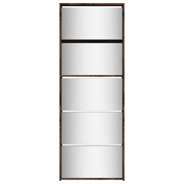 vidaXL Regal Schuhschrank mit Spiegel 5 Fächer Räuchereiche 63x17x169,5 cm
