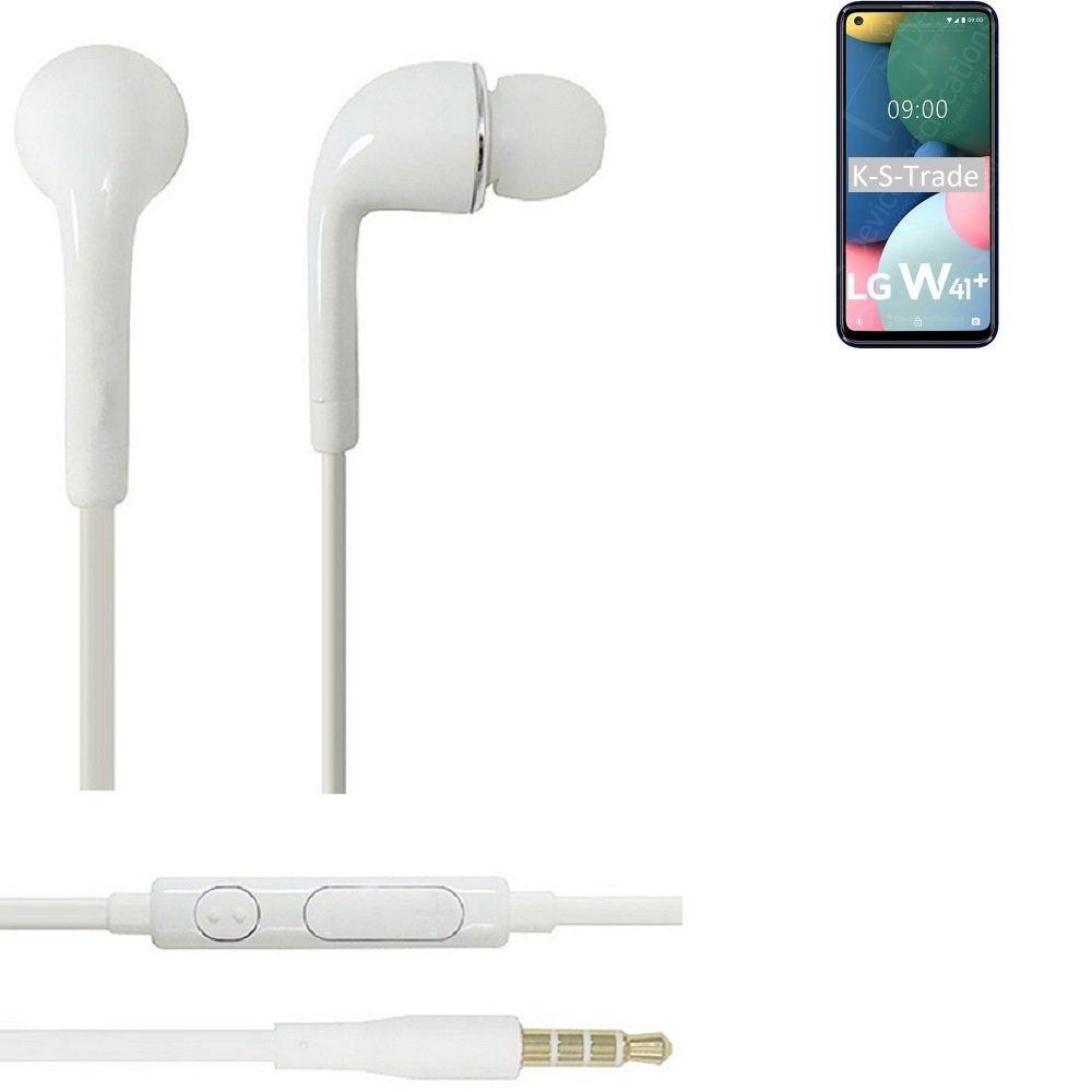 K-S-Trade für LG Electronics W41 Plus In-Ear-Kopfhörer (Kopfhörer Headset mit Mikrofon u Lautstärkeregler weiß 3,5mm)