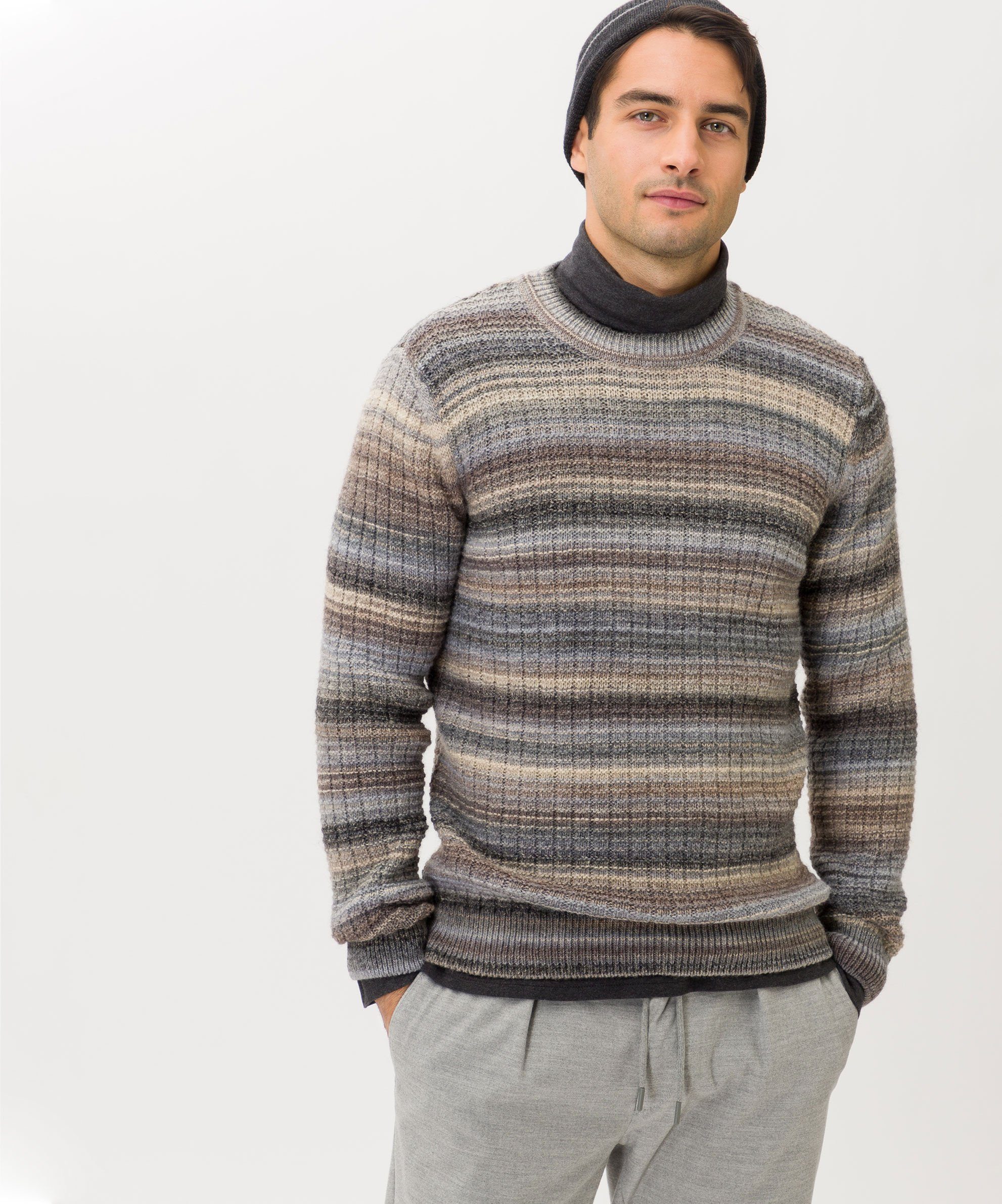 Brax Rundhalspullover Pullover mit markanter Struktur