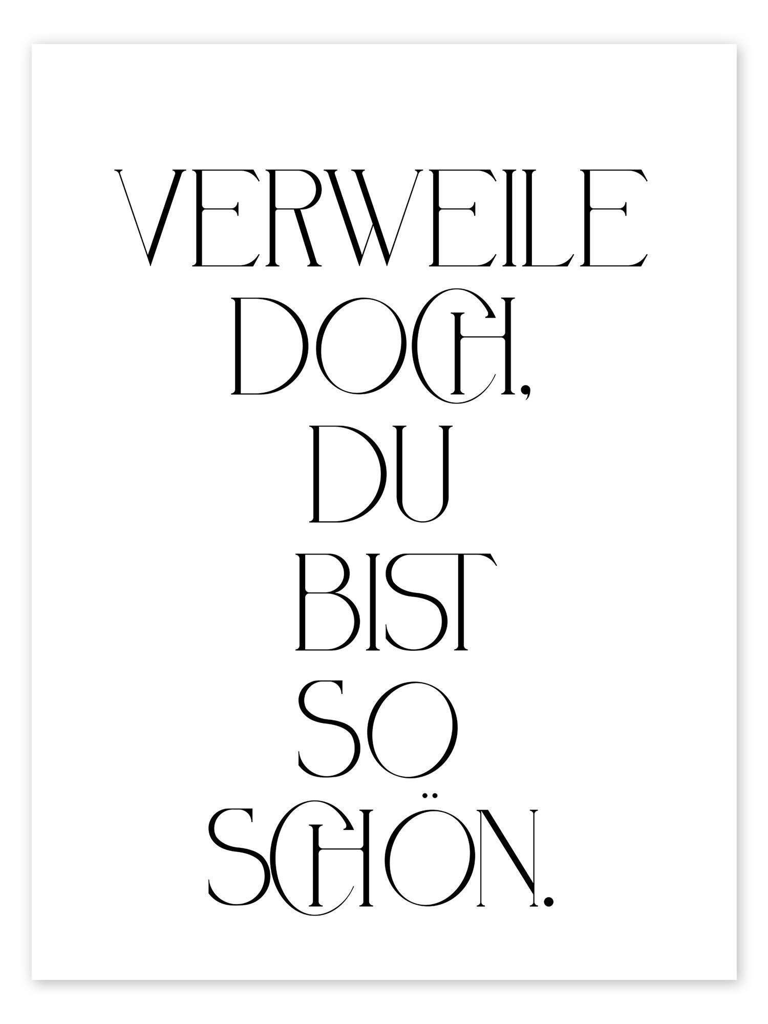 Posterlounge Wandbild Verweile doch, du bist so schön. II, Typobox, erhältlich als Poster, Leinwandbild, Wandsticker oder Acrylglasbild