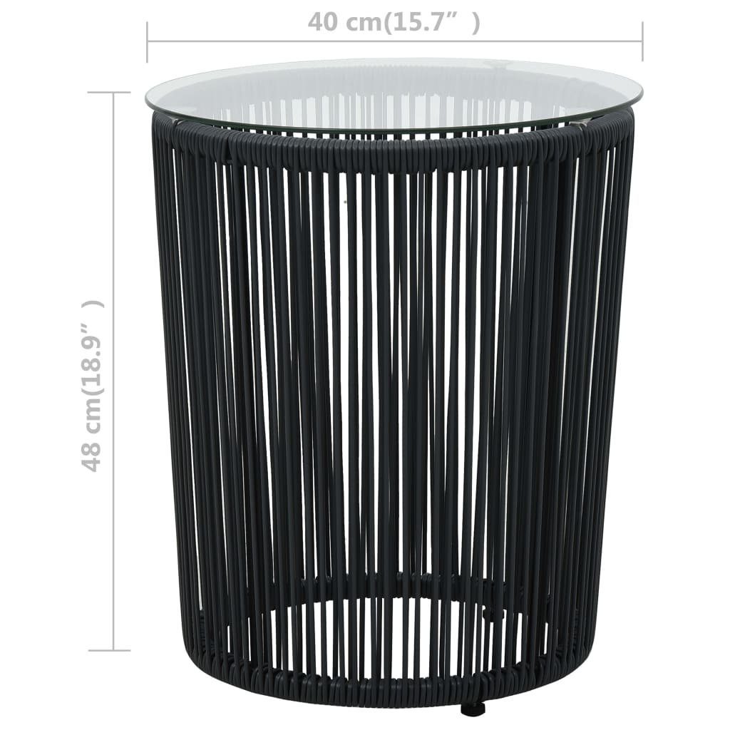 DOTMALL Sitzgruppe Bistro-Set, PE-Rattan,(3-tlg), Tischplatte Glas Schwarz Polsterung Mit und