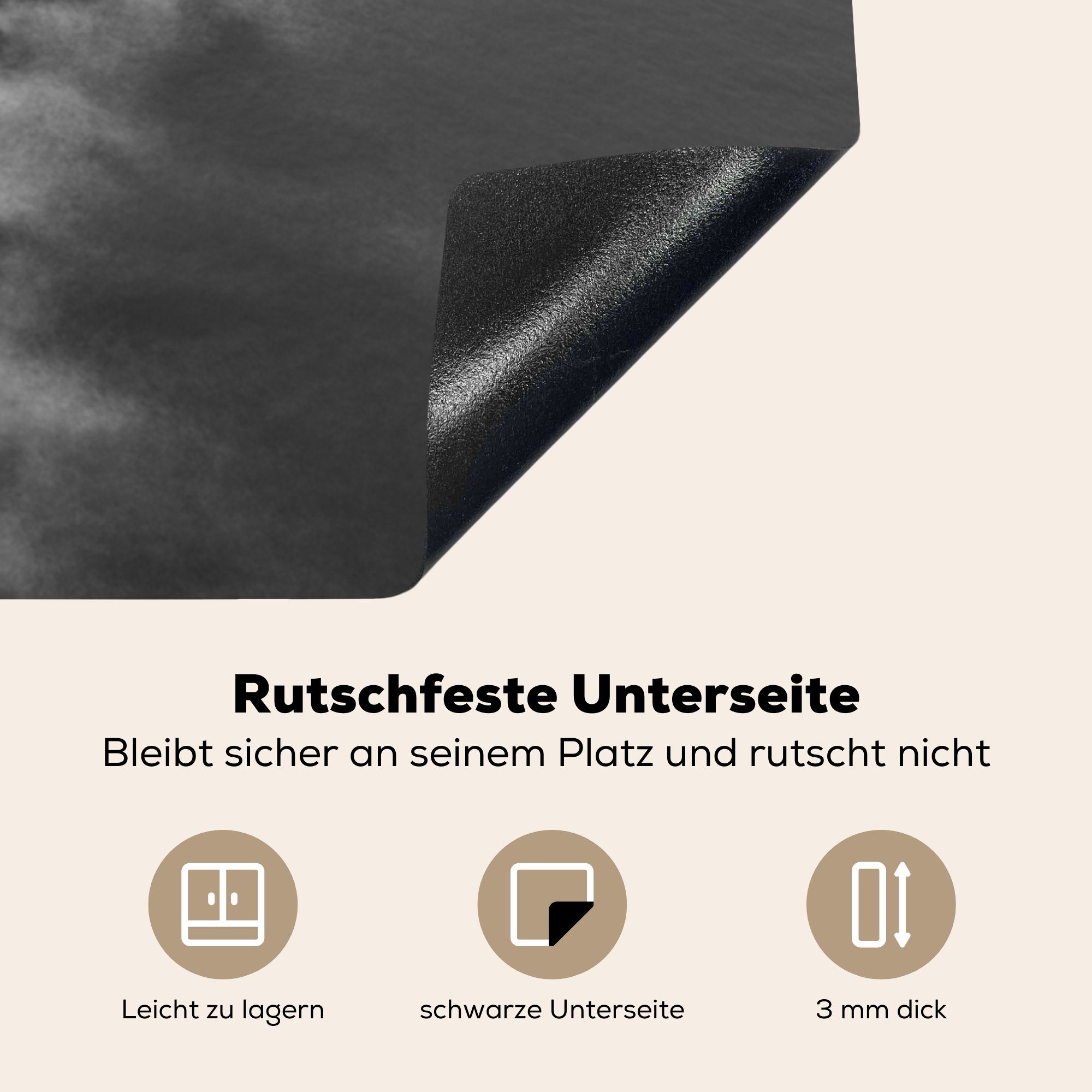 MuchoWow Herdblende-/Abdeckplatte 78x78 Skye für tlg), Arbeitsplatte in Schwarz Vinyl, küche (1 cm, Weiß, und Wasserfall Ceranfeldabdeckung, auf