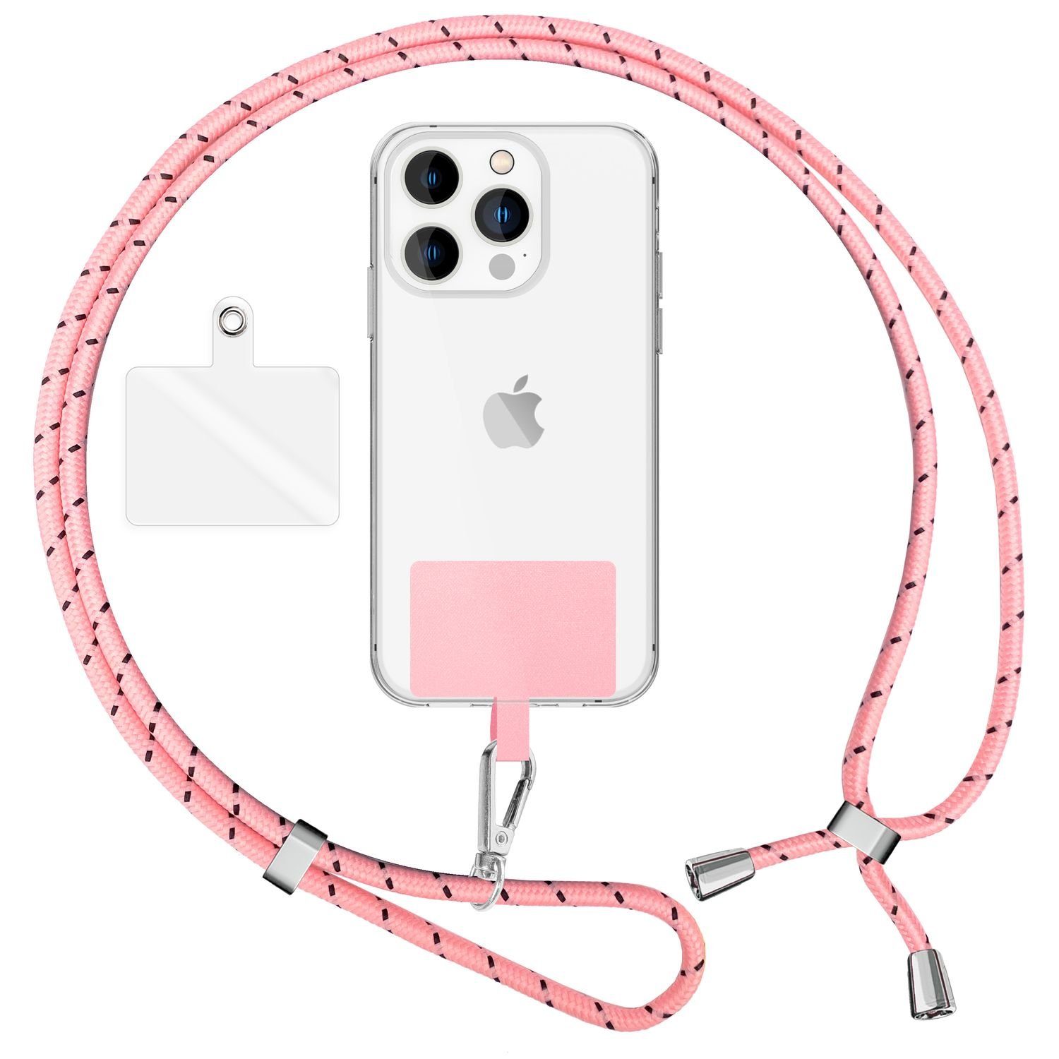 Nalia Handykette Universal Smartphone, Buntes Handy Band zum Umhängen mit Pad / 160 cm Schlüsselband Lanyard