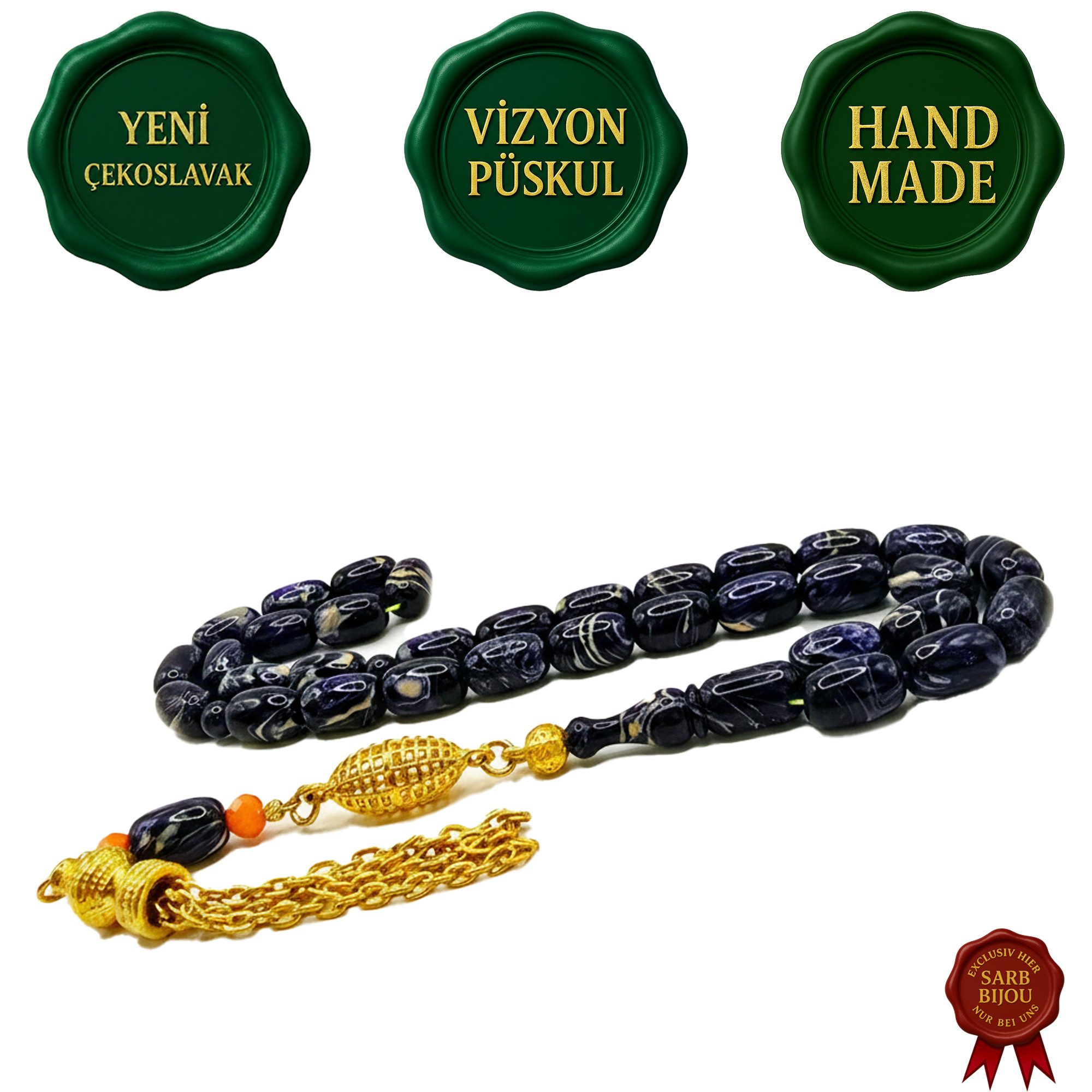 M-Punkt24 Kettenanhänger Tesbih Tespih SIKMA KATALIN VIZYON PÜSKÜL Kapsül Gebetskette, mit VIZYON Püskül