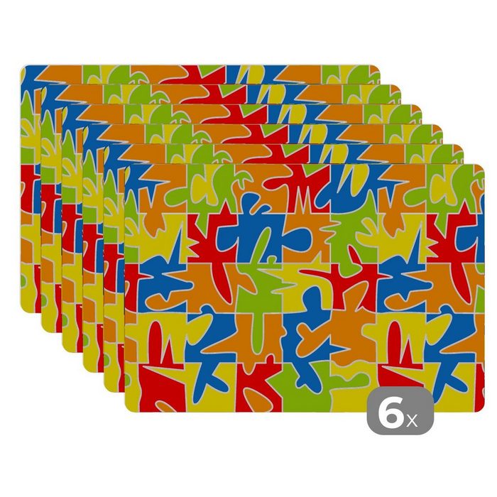Platzset Puzzle - Muster - Abstrakt MuchoWow (6-St) Platzset Platzdecken Platzmatte Tischmatten Schmutzabweisend