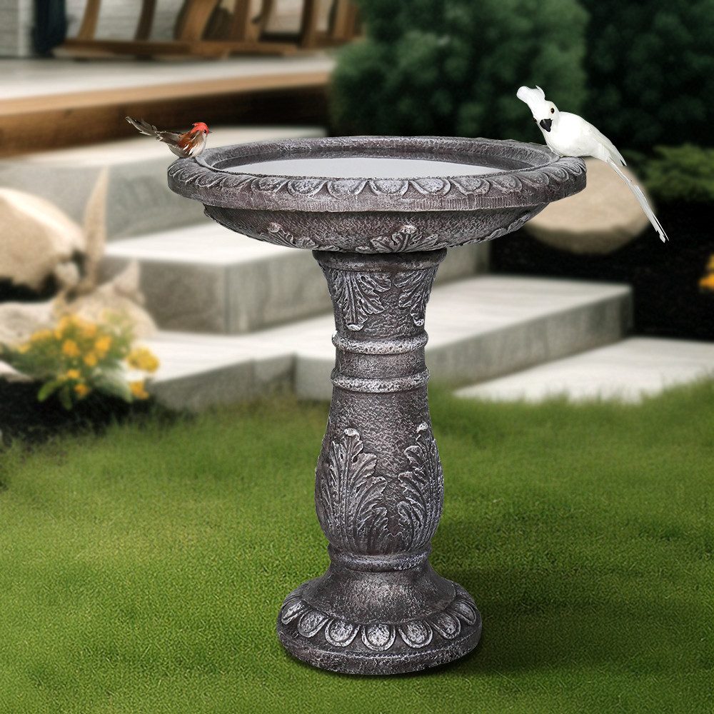 Rutaqian Gartenbrunnen 62 cm Höhe x 51 cm Durchmesser, Vogelbadbrunnen aus faserverstärktem Beton (ohne Vogel)