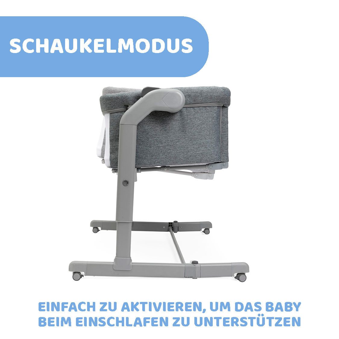 Chicco Beistellbett Next2Me Magic Evo Dark Grey, mit Schaukelmodus; inklusive Transporttasche