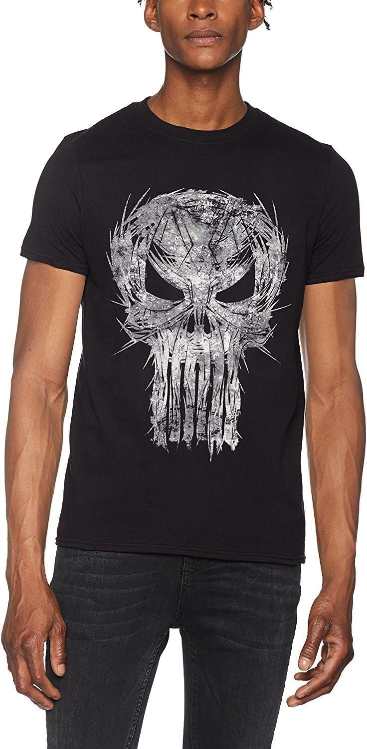 T-Shirt Print-Shirt Schwarz XL Herren S MARVEL XXL M THE PUNISHER Marvel L