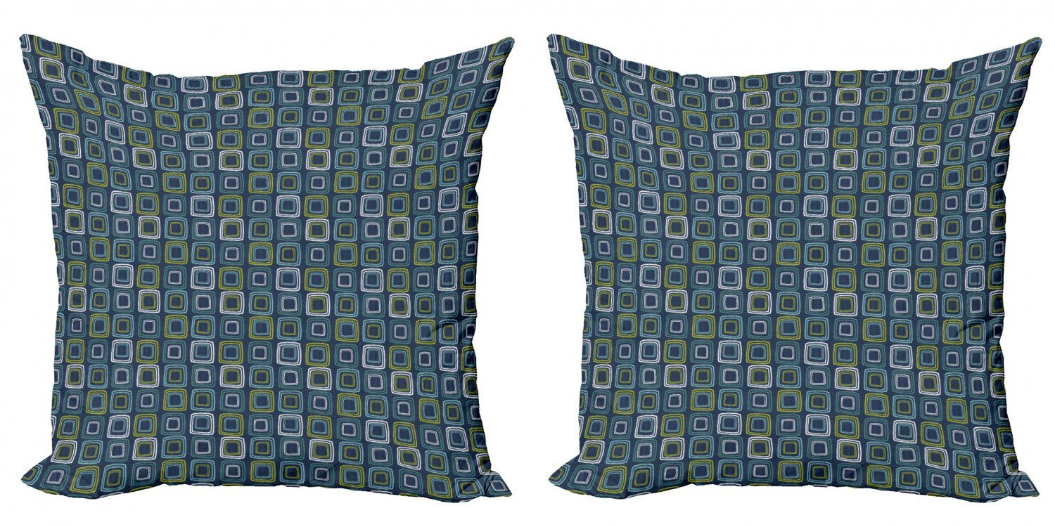 Kissenbezüge Modern Accent Doppelseitiger Digitaldruck, Abakuhaus (2 Stück), Retro Lattice Vibrant Squares Kunst