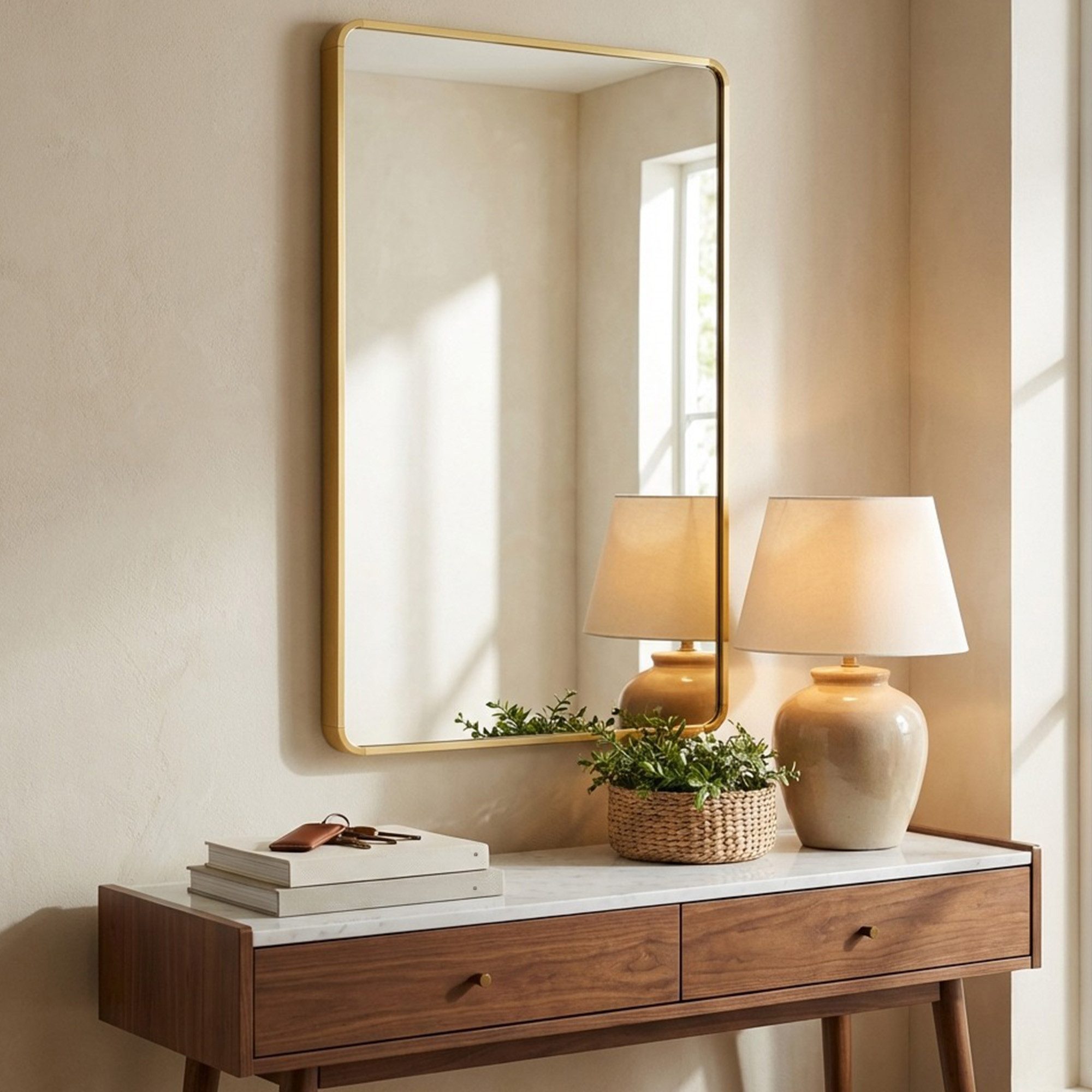 SONGMICS Wandspiegel, Badspiegel, Spiegel für Bad, Wandspiegel, Aluminiumrahmen, 91 x 61 cm