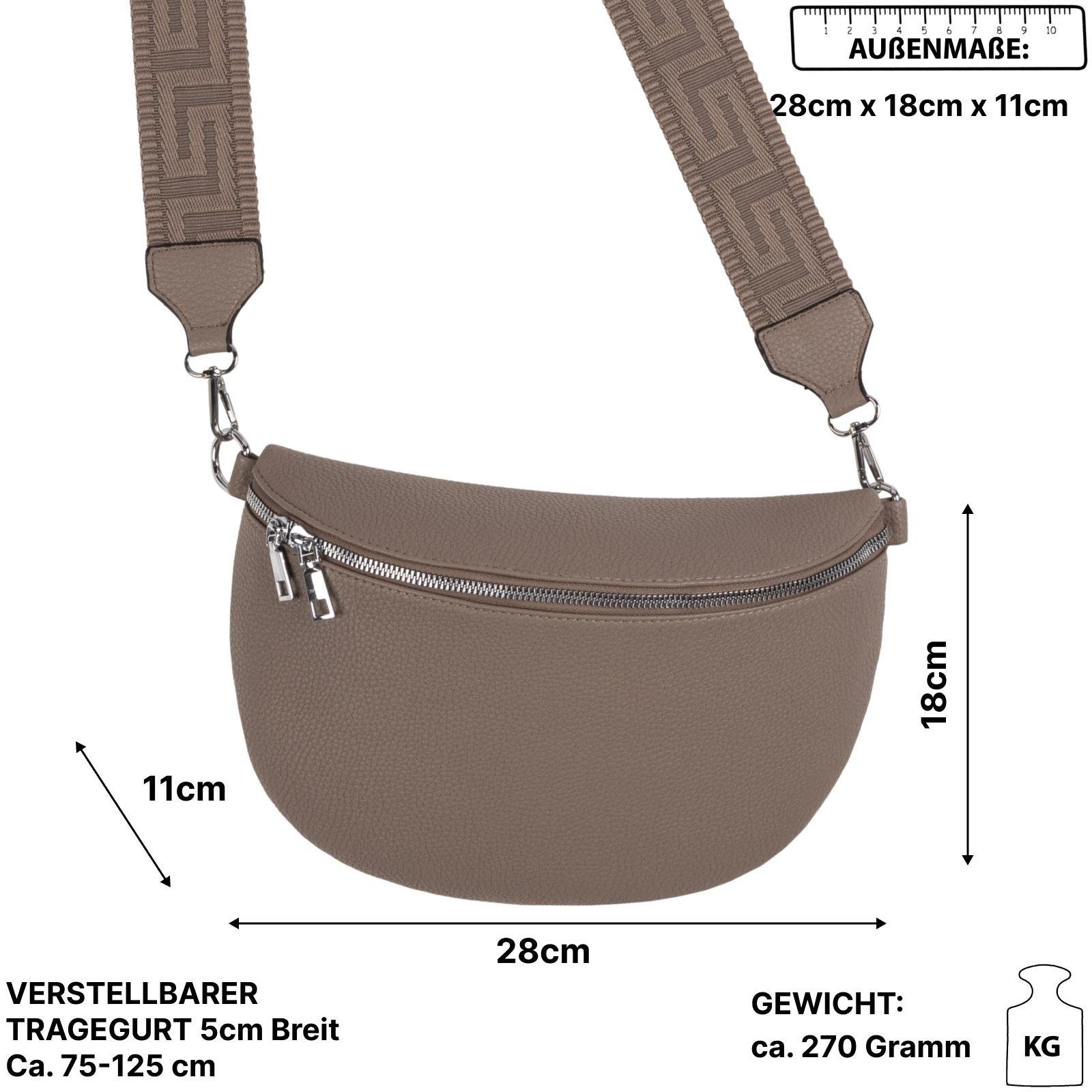 Crossbody-Bag XL Umhängetasche Umhängetasche Kunstleder Gürteltasche EAAKIE Schultertasche, tragbar Bauchtasche als Italy, CrossOver, EARTHY Hüfttasche
