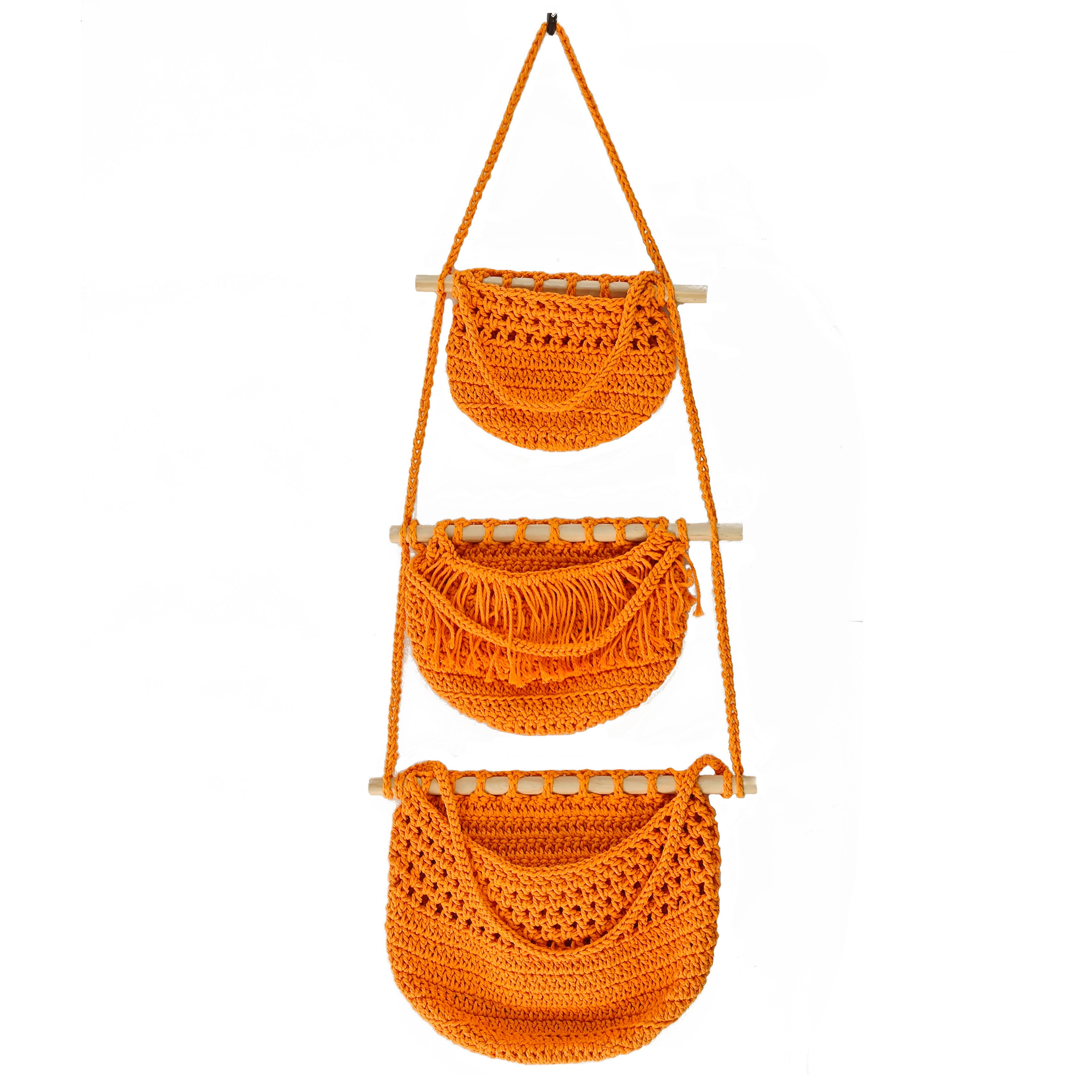 Jumpeak Hängeaufbewahrung Obstkorb Hängend 3 Etagen,Hängekörbe,Wandhängetas günstig online kaufen