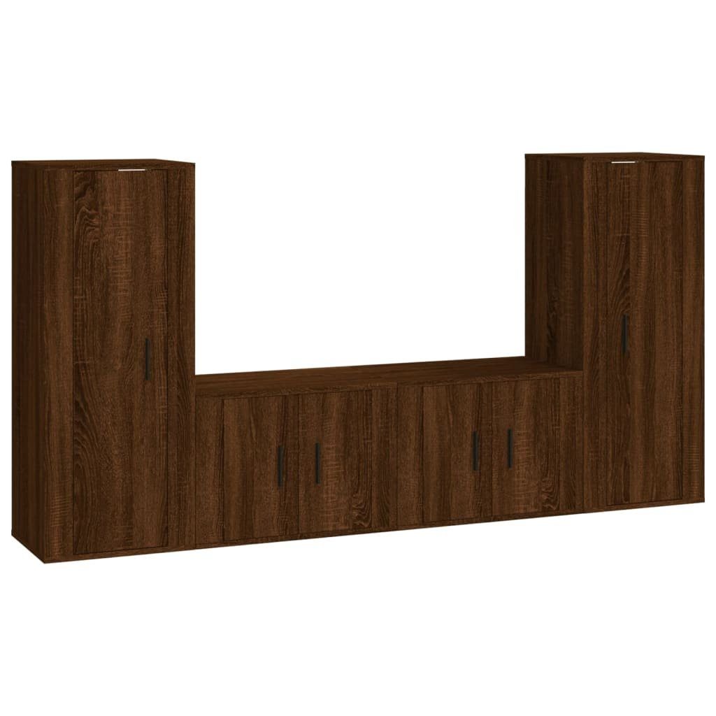 TV-Schrank Eiche 4-tlg. Braun Eichen-Optik (4-St) vidaXL Holzwerkstoff Braune TV-Schrank-Set