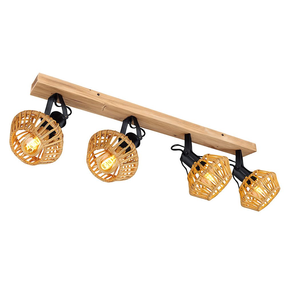 GLOBO LIGHTING LED Deckenleuchte, Leuchtmittel inklusive, Warmweiß, LED Deckenleuchte Deckenstrahler 4 Flammig Wohnzimmerleuchte Holzoptik