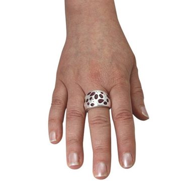 SKIELKA DESIGNSCHMUCK Silberring Rubin Ring "Sternenhimmel" mit Diamanten (Sterling Silber 925) (1-tlg), hochwertige Goldschmiedearbeit aus Deutschland