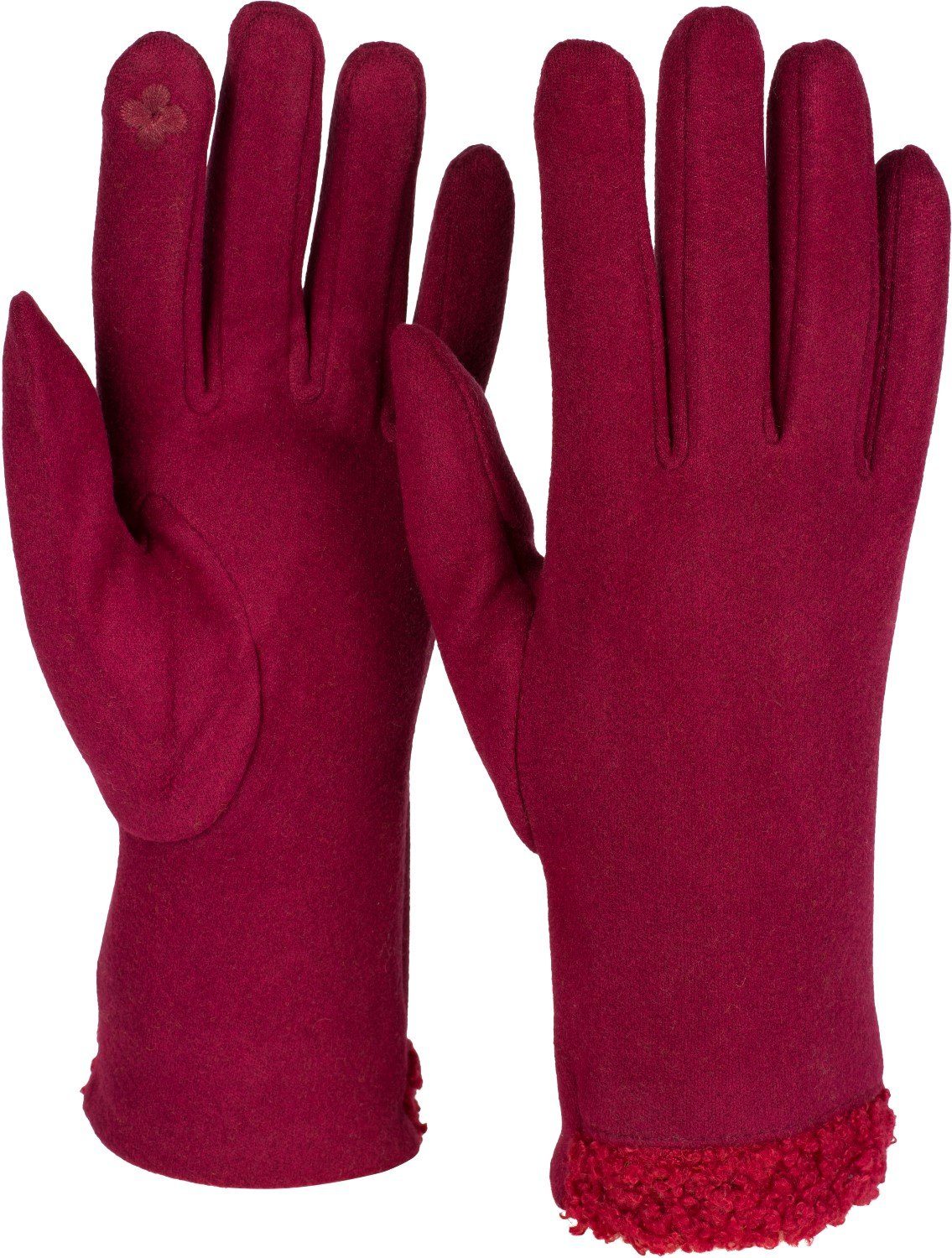 styleBREAKER Fleecehandschuhe Touchscreen Handschuhe Teddyfell Bordeaux-Rot