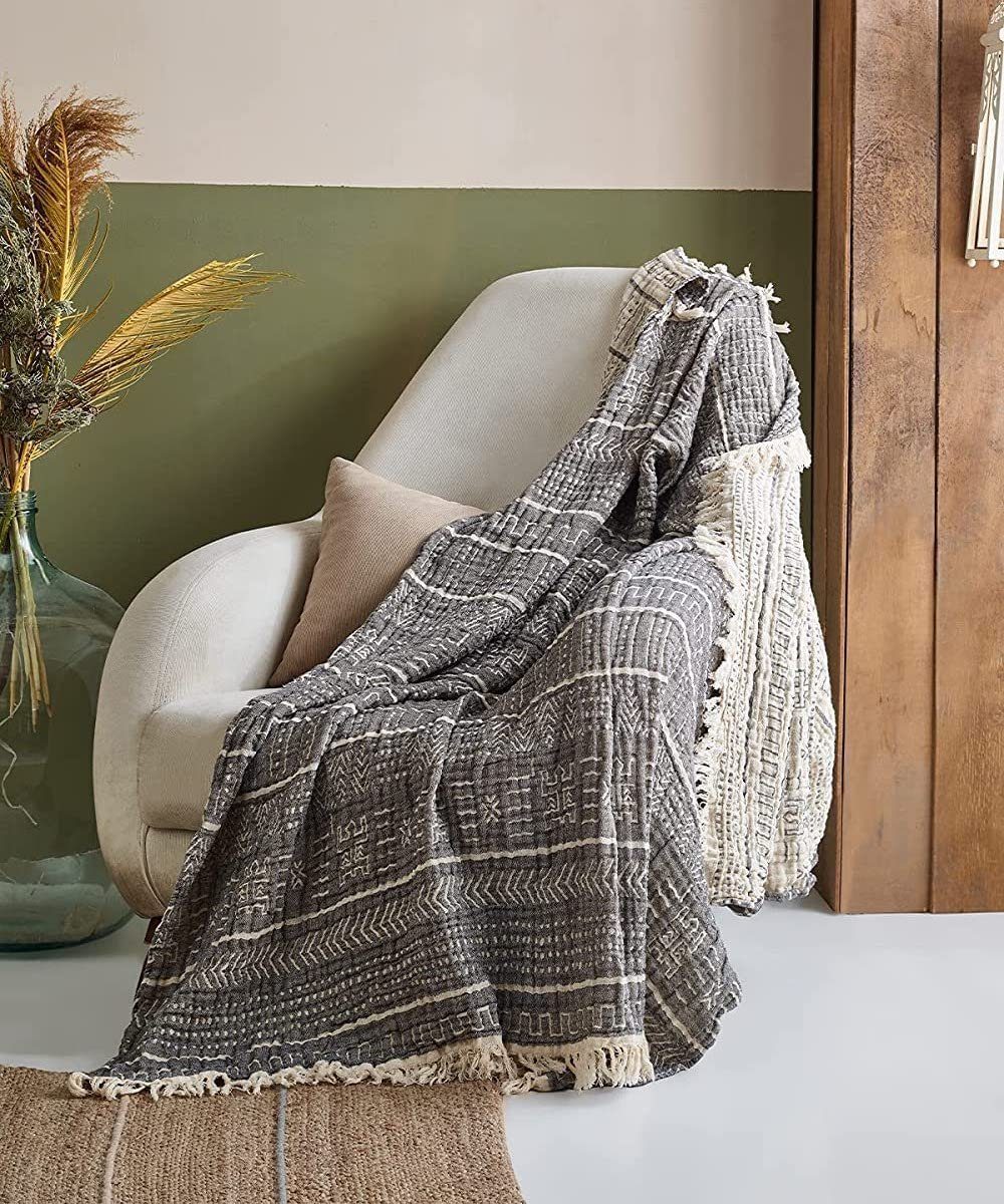 Tagesdecke »BOHORIA® Musselin Tagesdecke The Aztec Throw extra groß 220 x  240cm, 100% Baumwolle, Überwurf für Sofa, Sessel & Bett, Kuscheldecke  Sofadecke Wolldecke Wohndecke«, BOHORIA online kaufen | OTTO