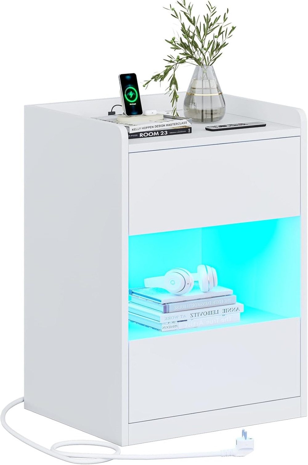 MSMASK Nachttisch mit LED-Beleuchtung und Ladestation, 40x35x60cm (1-St), N günstig online kaufen