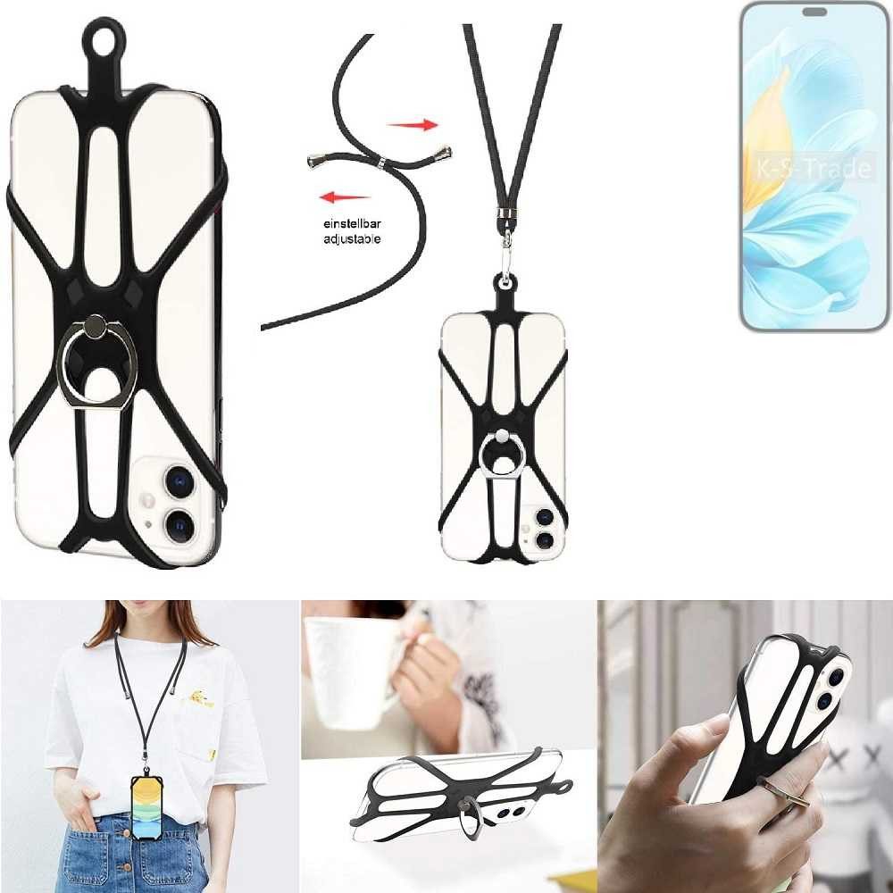 K-S-Trade Handyhülle für Honor 200 Lite, 3in1 Handykette Handyband Handykordel Halsband Smartphone-Ring