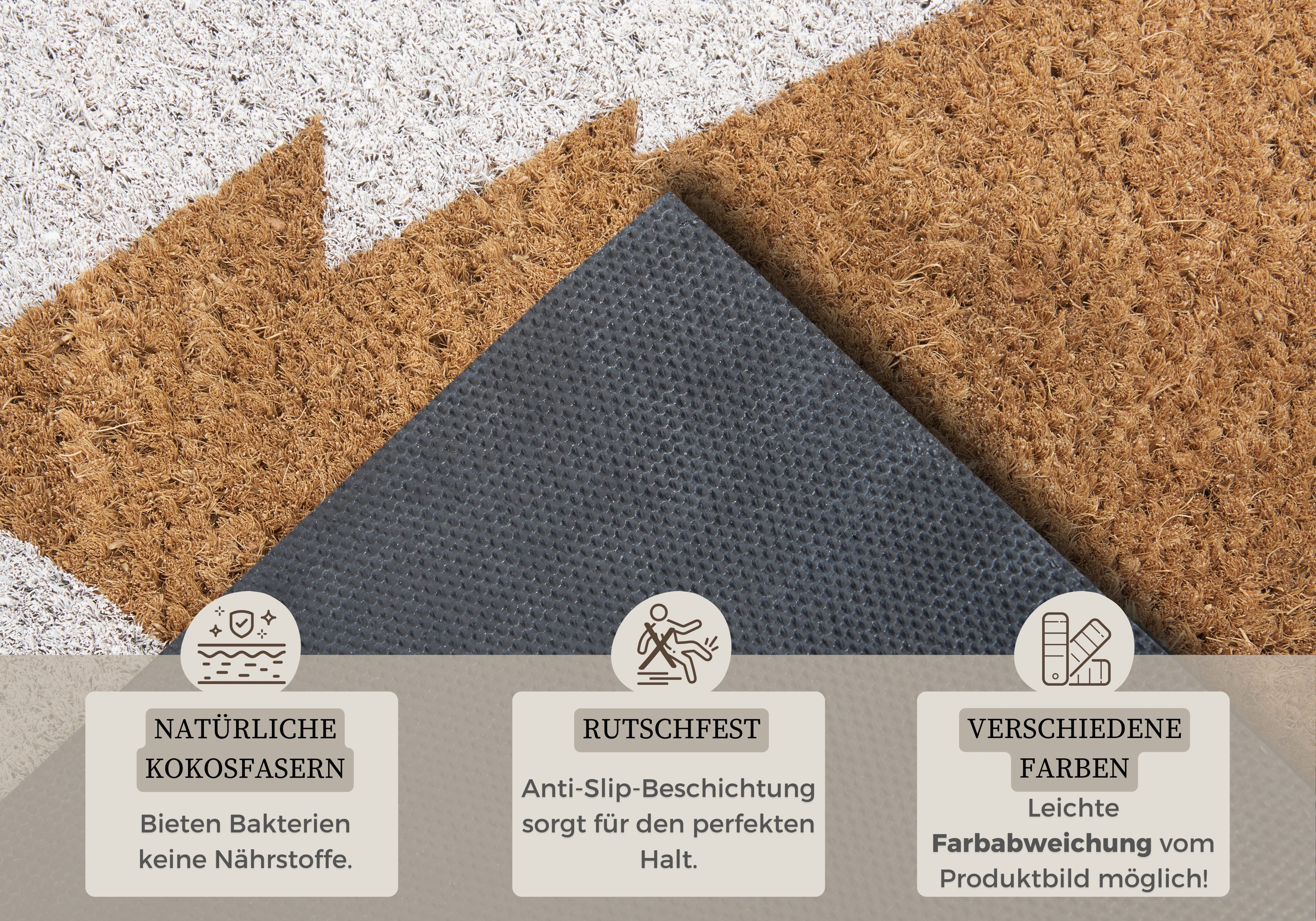 HANSE Home Fußmatte Mix Mats Kokos Pine Trees, Türmatte, rechteckig, Höhe: 15 mm, Weihnachten, Schmutzfangmatte, Outdoor, Rutschfest, Innen, Kokosmatte – Bild 3 von 5