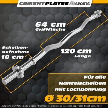 ScSPORTS® Hantel-Set Kurzhantelstangen SZ Stange 120cm Gewichte 31mm Set Gewichte