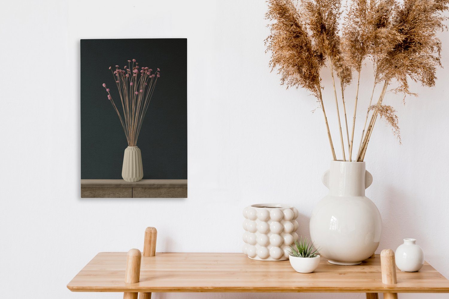Stilleben, Blumen (1 20x30 Gemälde, St), OneMillionCanvasses® inkl. - bespannt cm Leinwandbild Rosa Zackenaufhänger, fertig Leinwandbild -