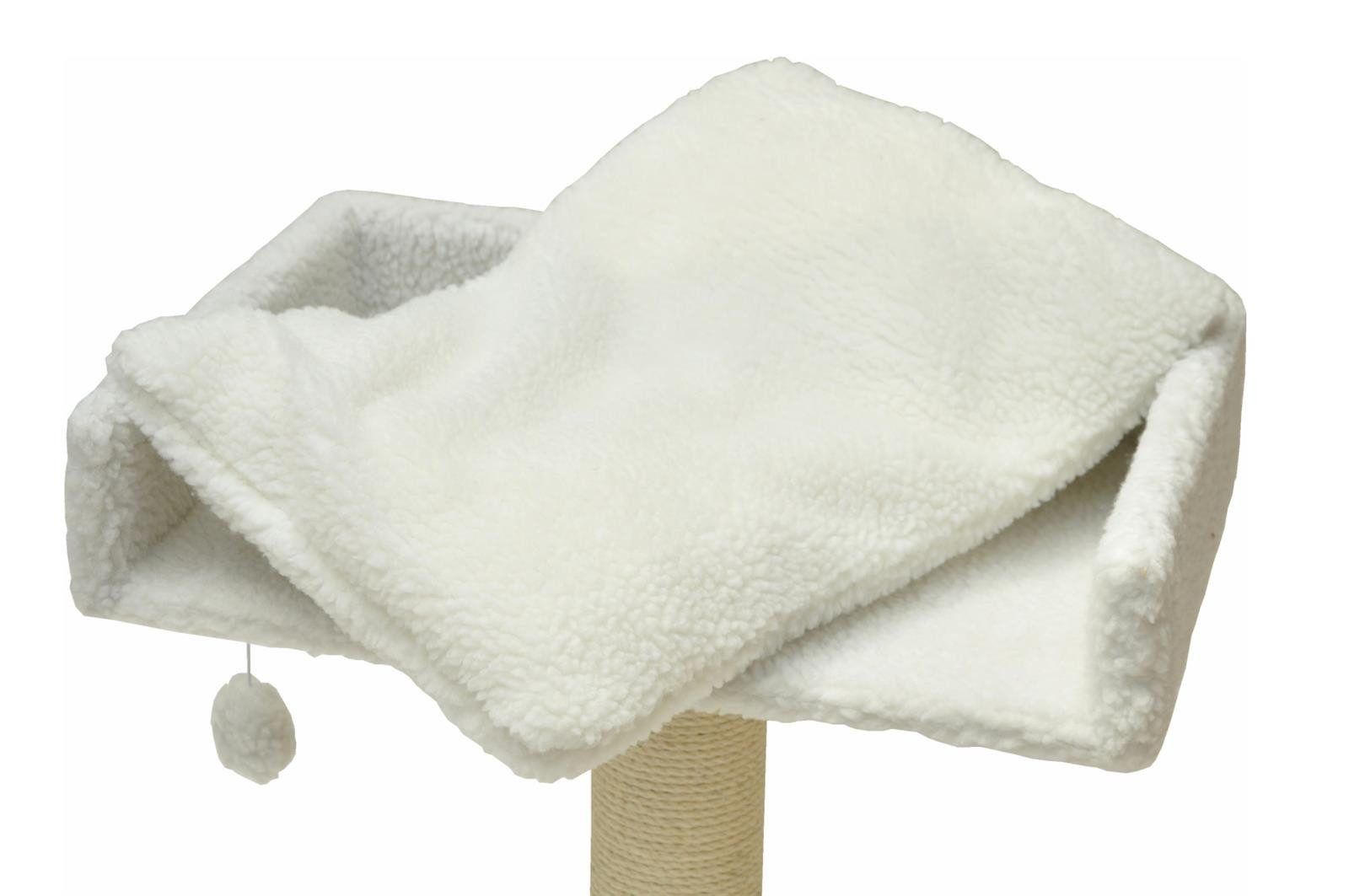 nanook Ersatz-Kratzbaumstamm Liegemulde mit Kissen weiß Teddyfell 60 cm