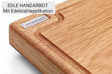 Schneidboard Schneidebrett Design Schneidebrett Massivholz mit Saftrille, 45 x 29 x 3,8 cm, Eiche