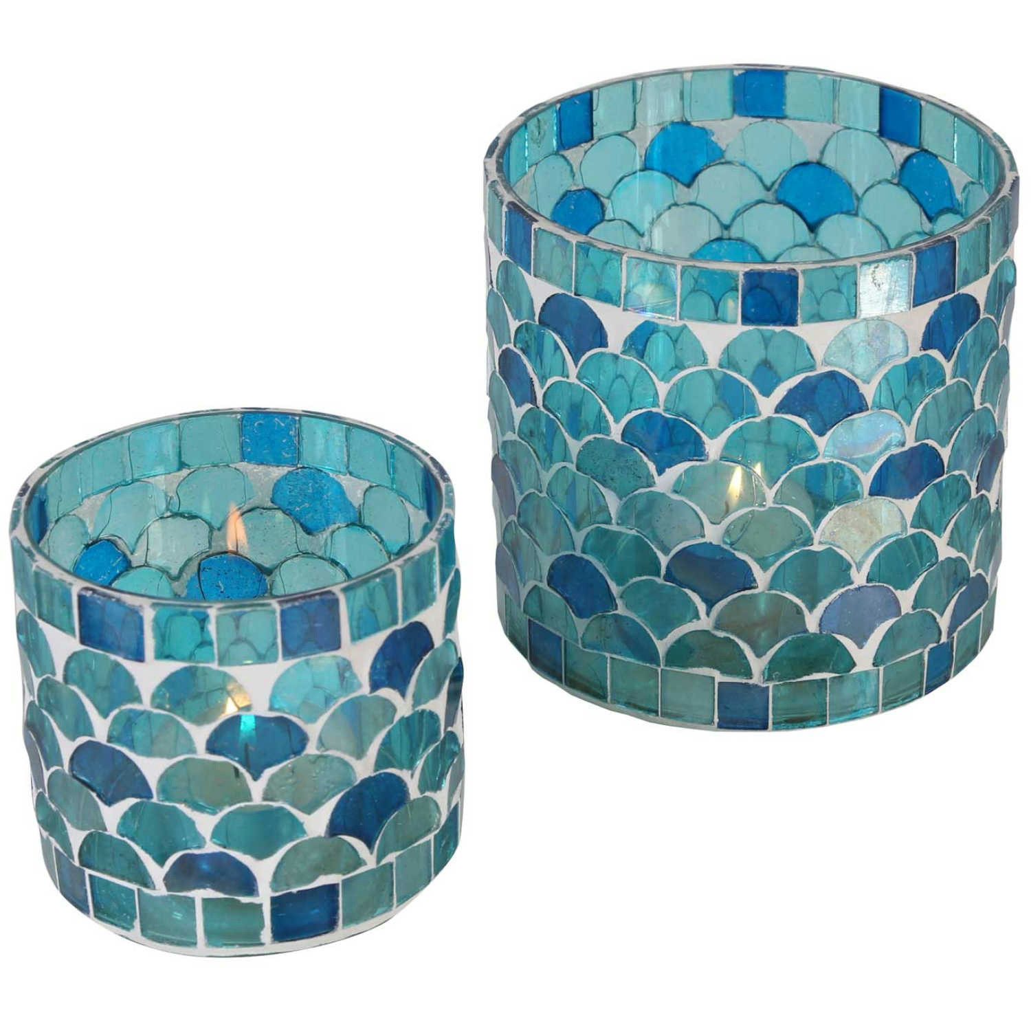 Casa Moro Windlicht Orientalisches Mosaik Windlicht Athen Hellblau aus Glas handgefertigt (Boho Chic Teelichthalter Kerzenständer Kerzenhalter, Glaswindlicht in – Bild 3 von 3
