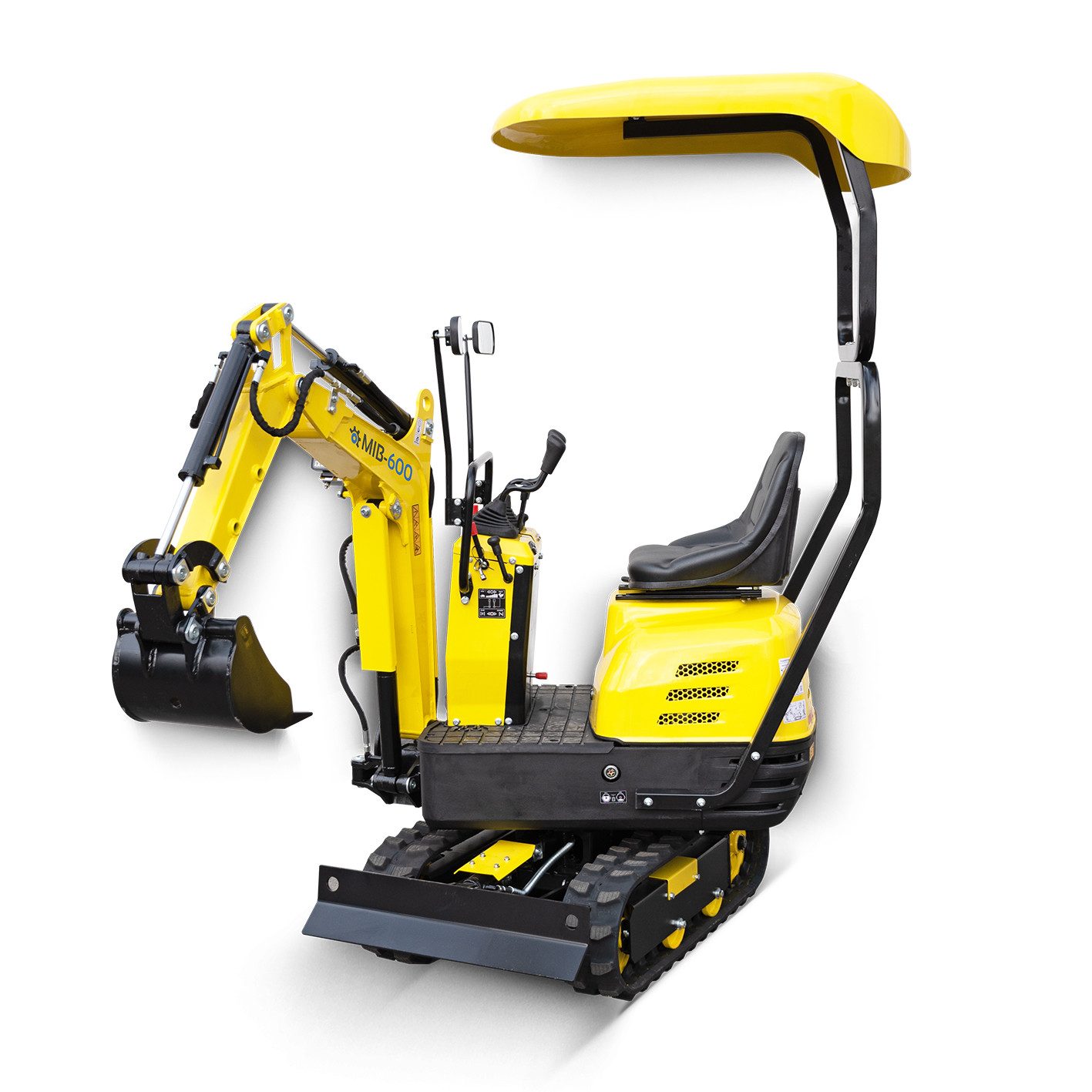 BAMATO Garten-Multifunktionsgerät - Bagger inkl. Zubehörset Minibagger Kettenbagger 8,8 kN Tieflöffel, Stk, 1, 6,3 kW Benzinmotor, 69 cm Spurbreite, vorbefüllt mit Hydrauliköl