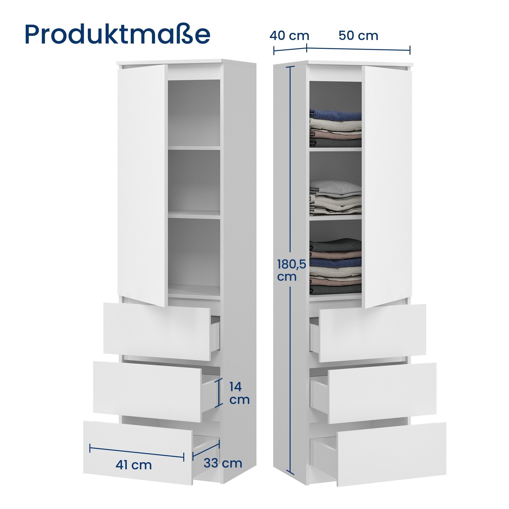 Home Collective Kleiderschrank Garderobenschrank Mehrzweckschrank Schrank platzsparend & vielseitig (50x40x180,5 cm (BxTxH), ideal für Schlafzimmer Flur & Arbei – Bild 2 von 5