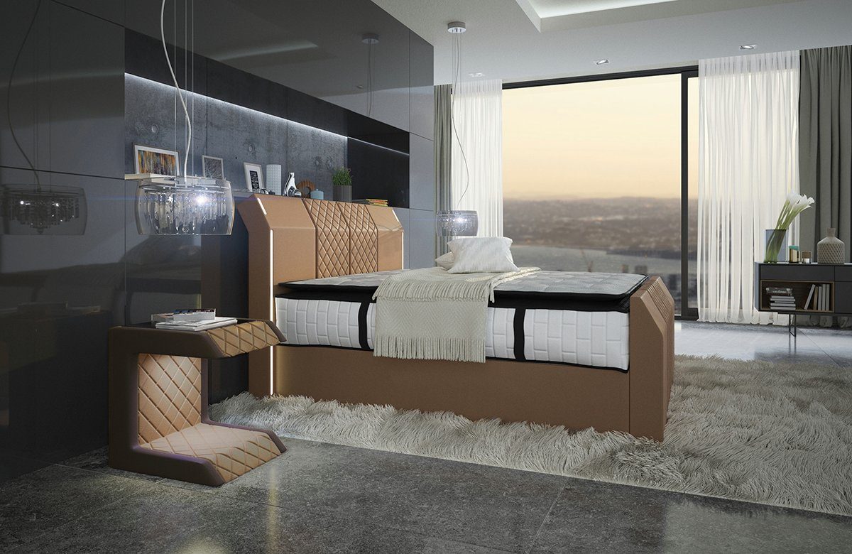 Sofa Dreams Boxspringbett Paris inkl. Matratze & Topper mit LED-Beleuchtung, Bett mit Kunstleder Premium Bezug und in versch. Liegemaßen